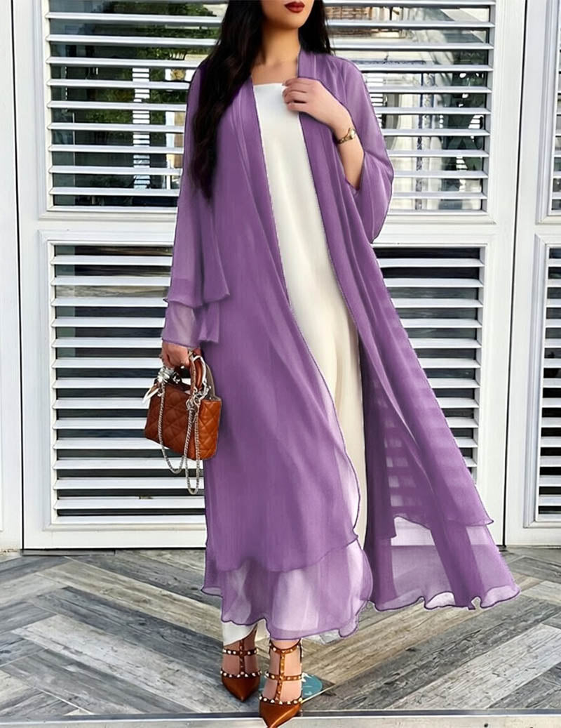 Damen Chiffon Kimono Cardigan mit Rüschen
