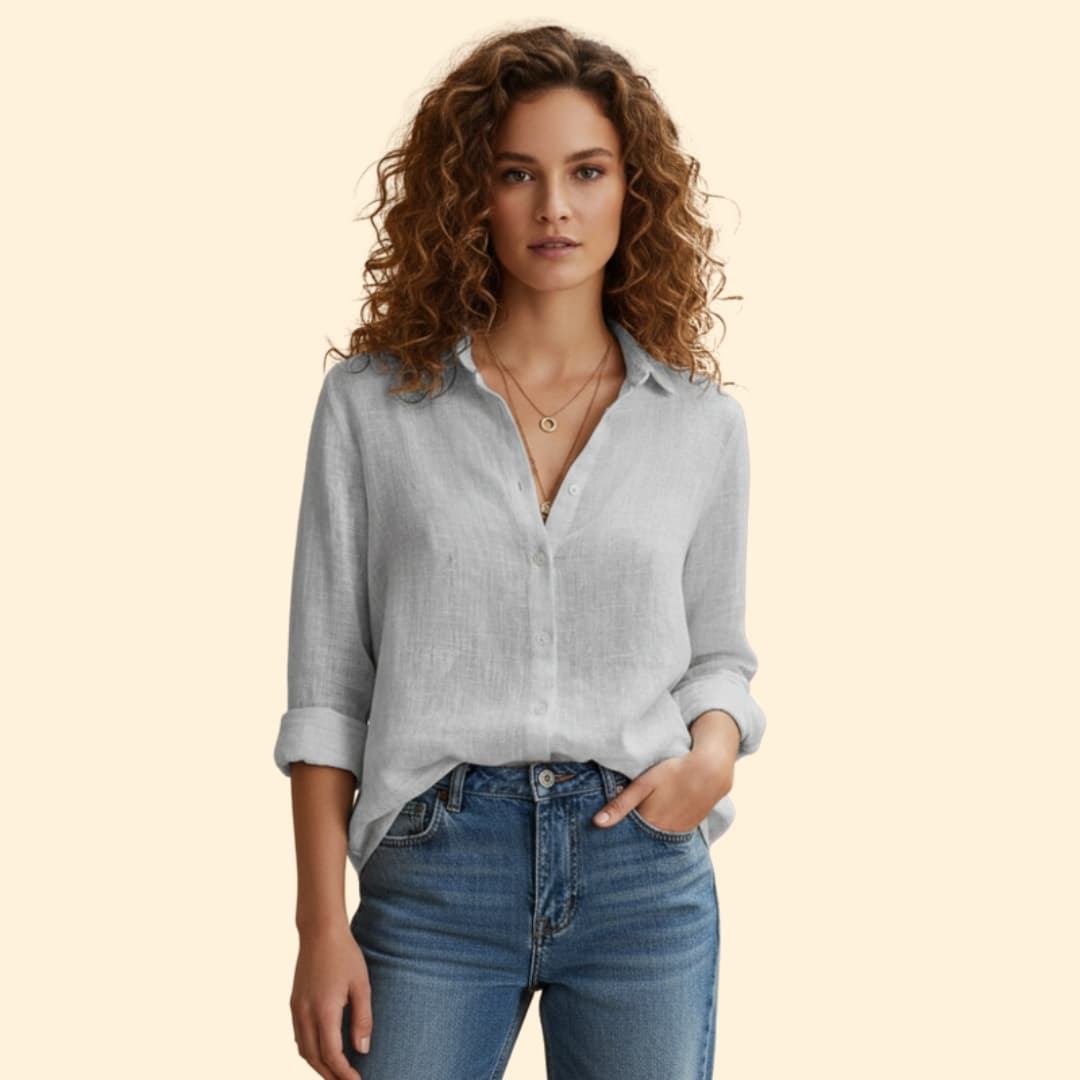 Damen Leinen Hemd – Locker & Sommerlich mit Knopfleiste