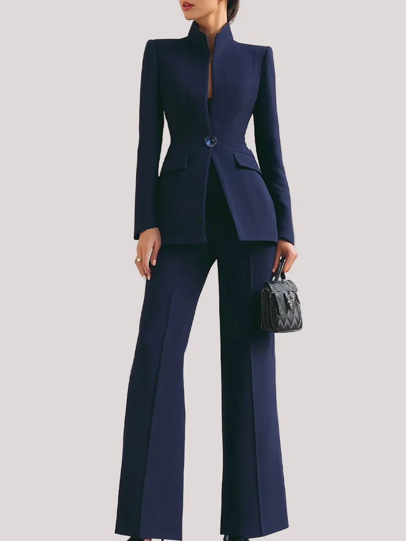 Damen Business Hosenanzug mit Blazer und Weiter Hose