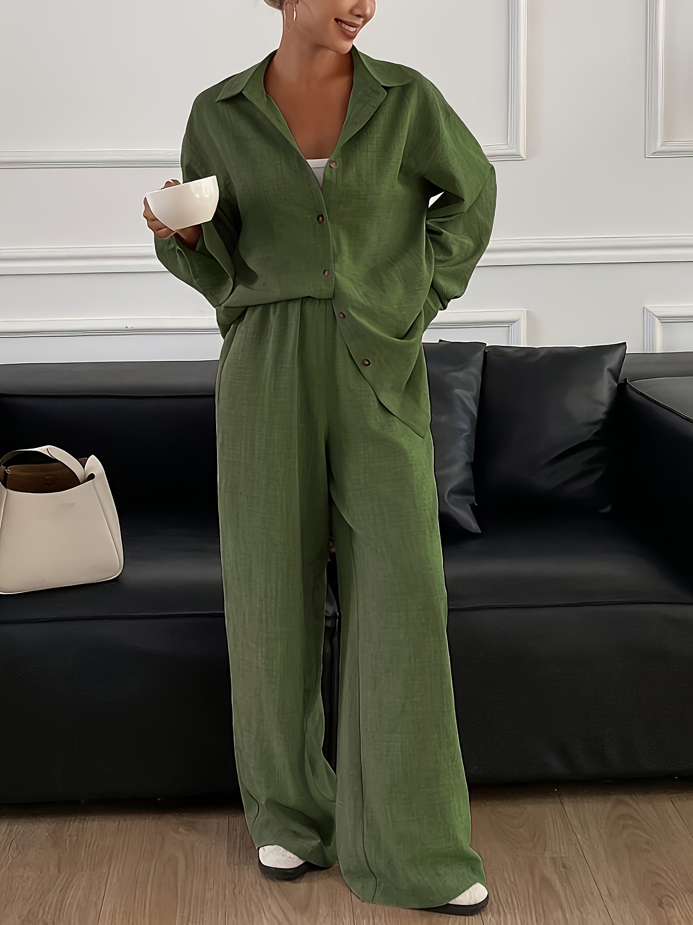 Damen Elegantes Set mit Langarmhemd und Hose