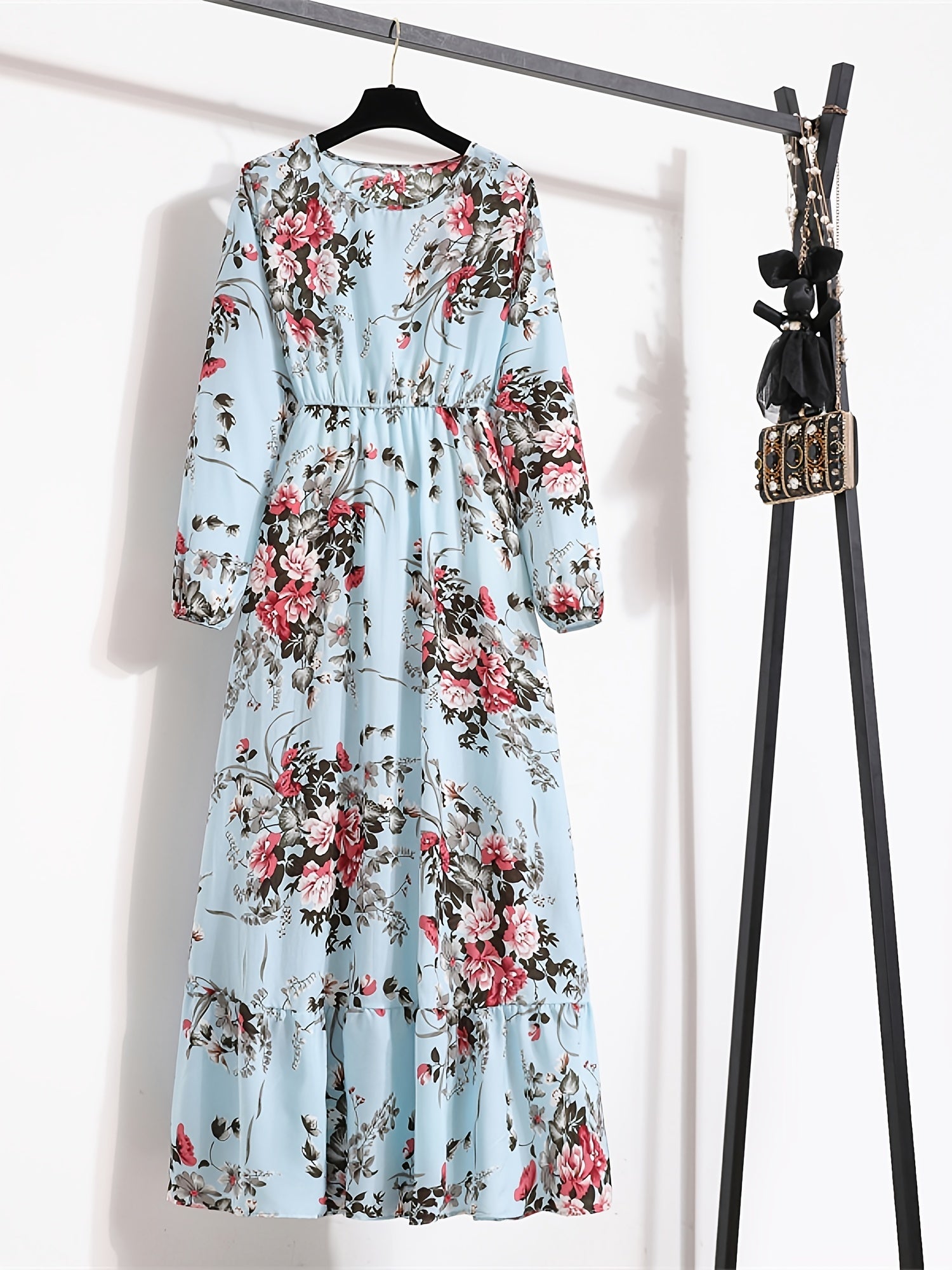 Damen Boho Maxikleid mit Floralprint
