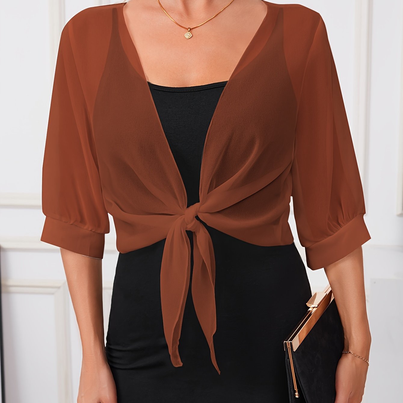Damen Kleid mit Schal und Hemdjacke