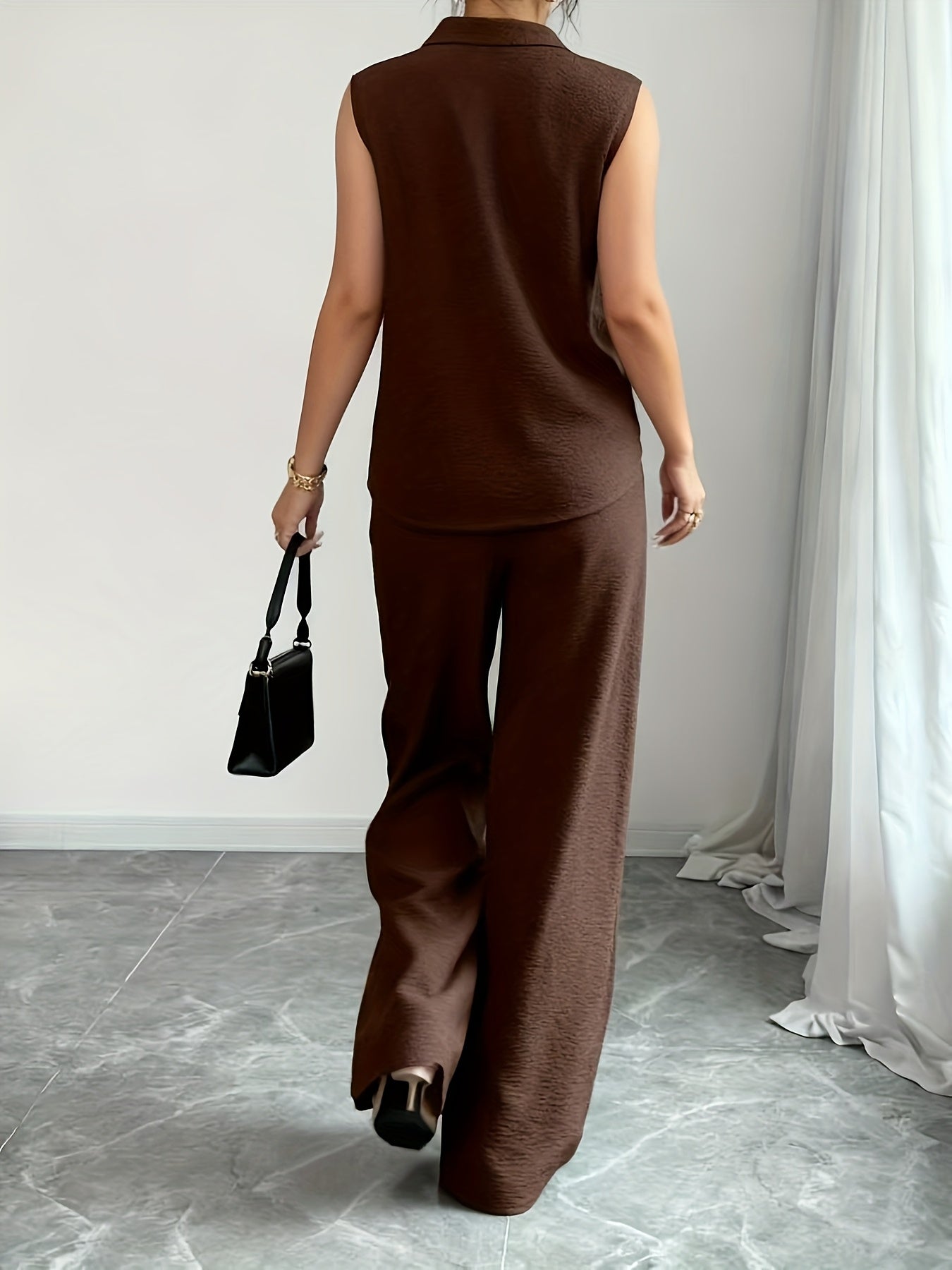 Damen Zweiteiliges Set mit V-Ausschnitt und Gerader Hose
