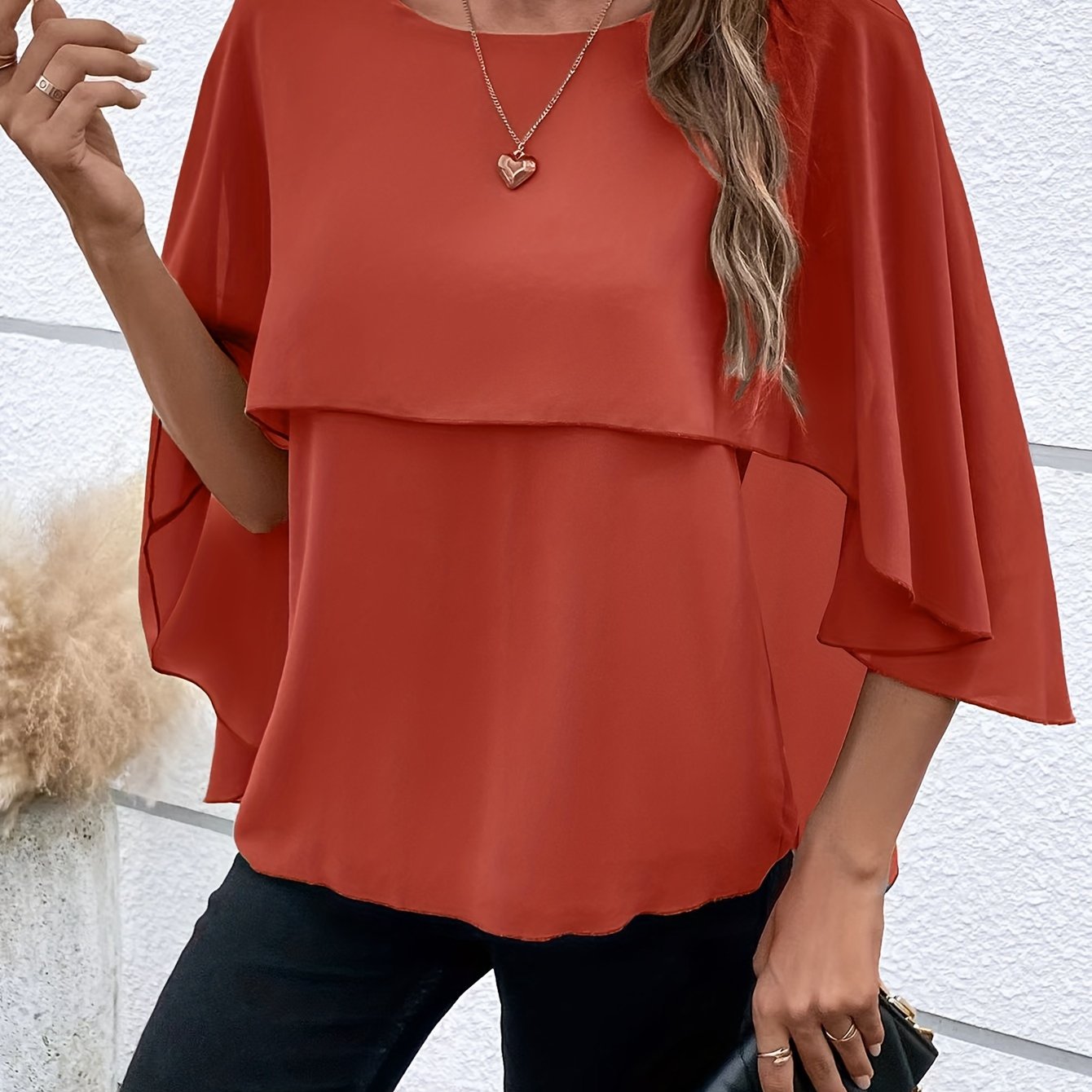 Damen Asymmetrisches Top in Einfarbigem Design
