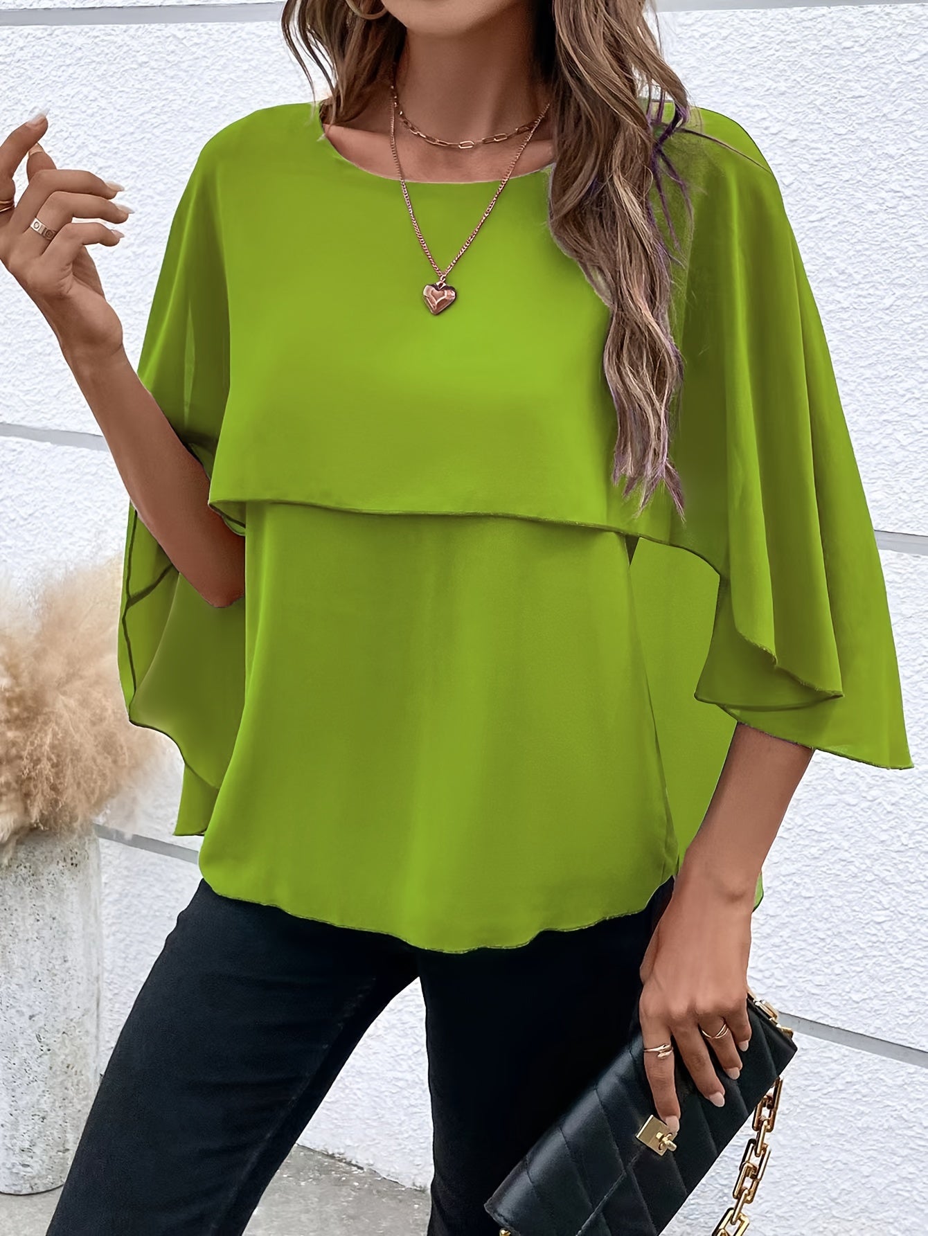 Damen Asymmetrisches Top in Einfarbigem Design