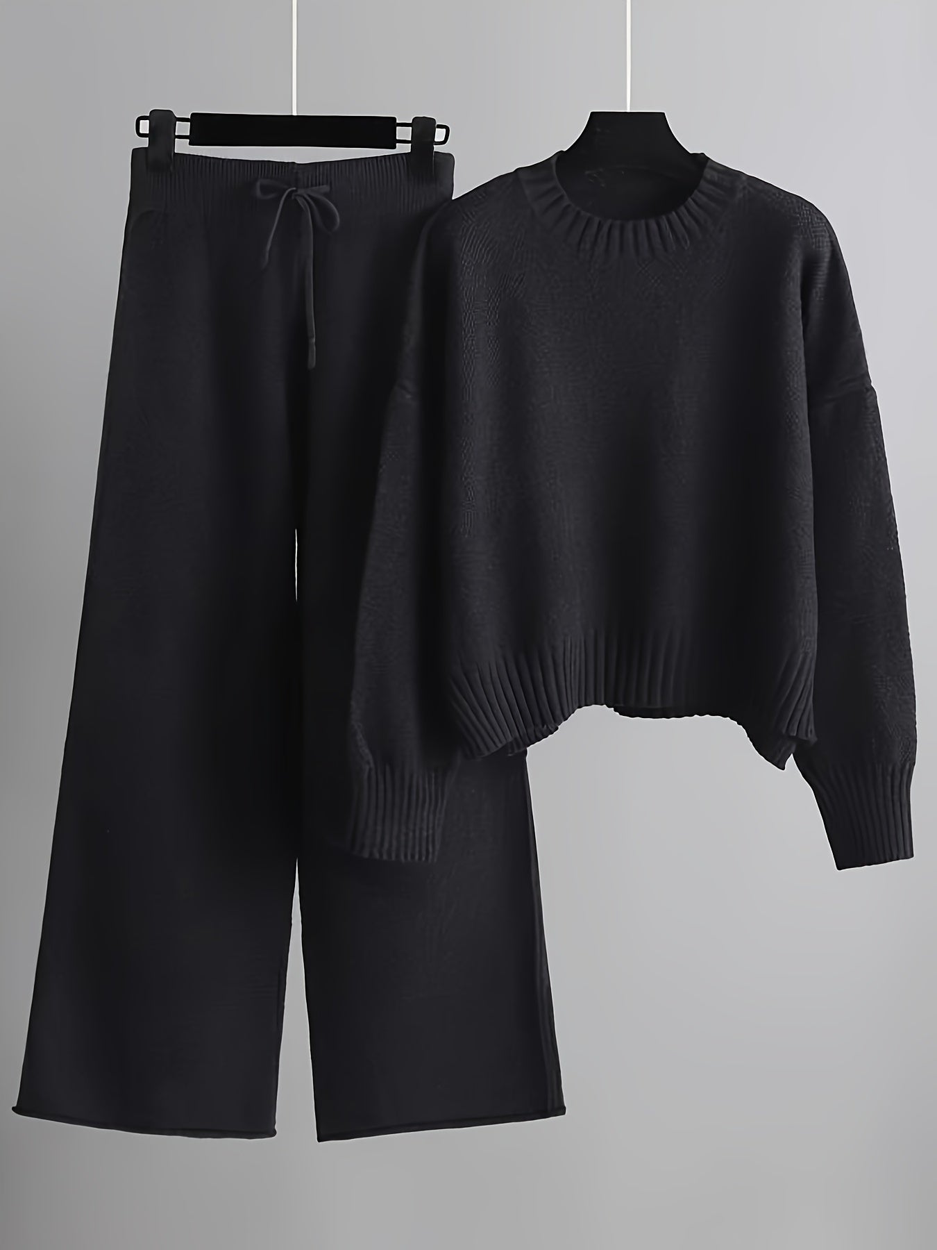 Damen Herbst Winter Set mit Lockerem Pullover und Weiter Hose