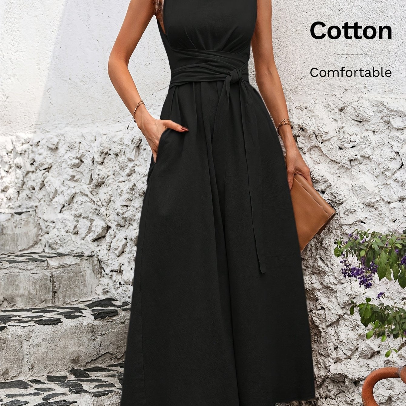 Damen Kleid – Ärmellos mit Schleifendetail Elegant