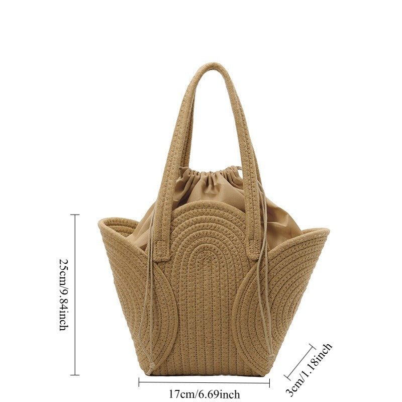 Große Damen Shopper Tasche Geflochten für Sommer