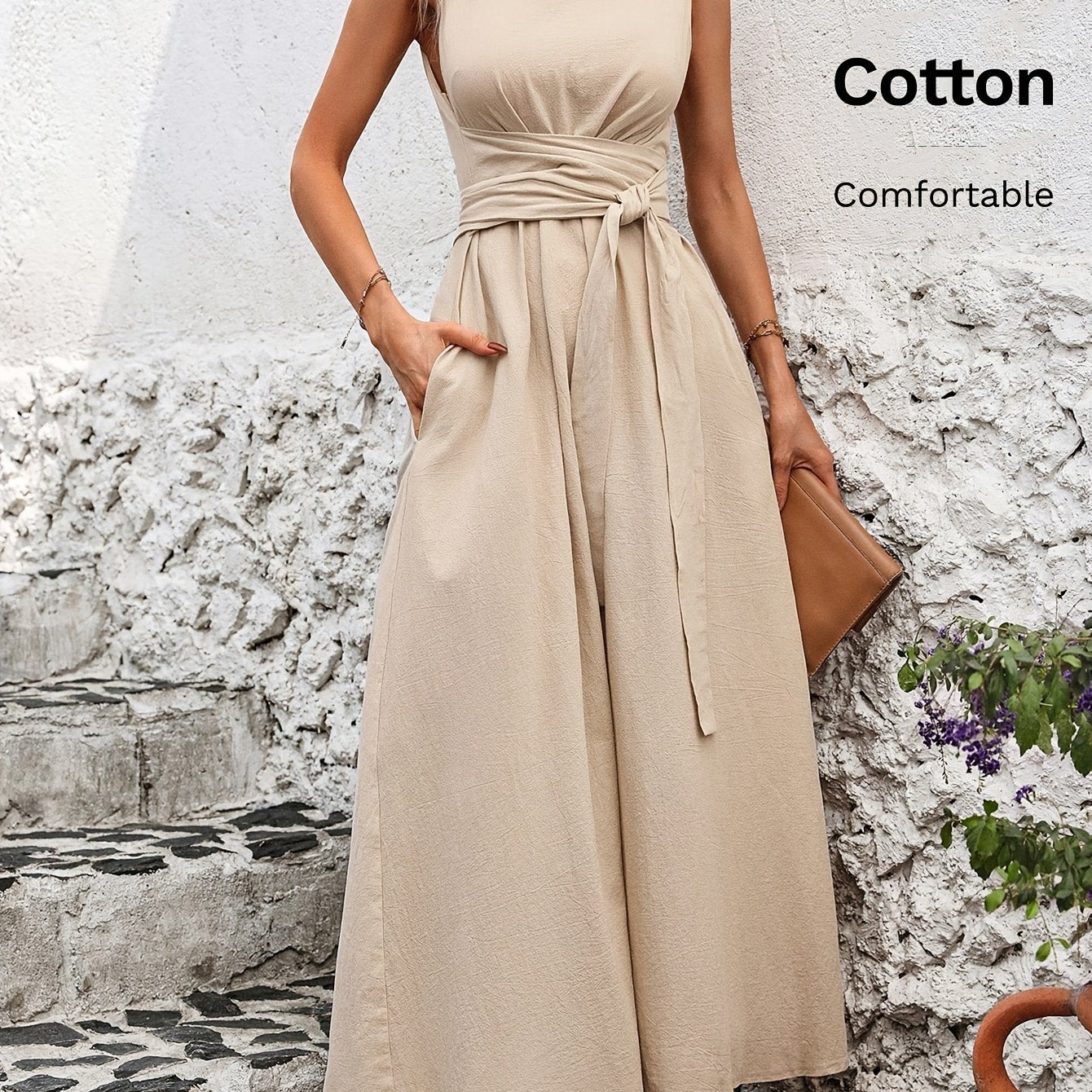 Damen Kleid – Ärmellos mit Schleifendetail Elegant
