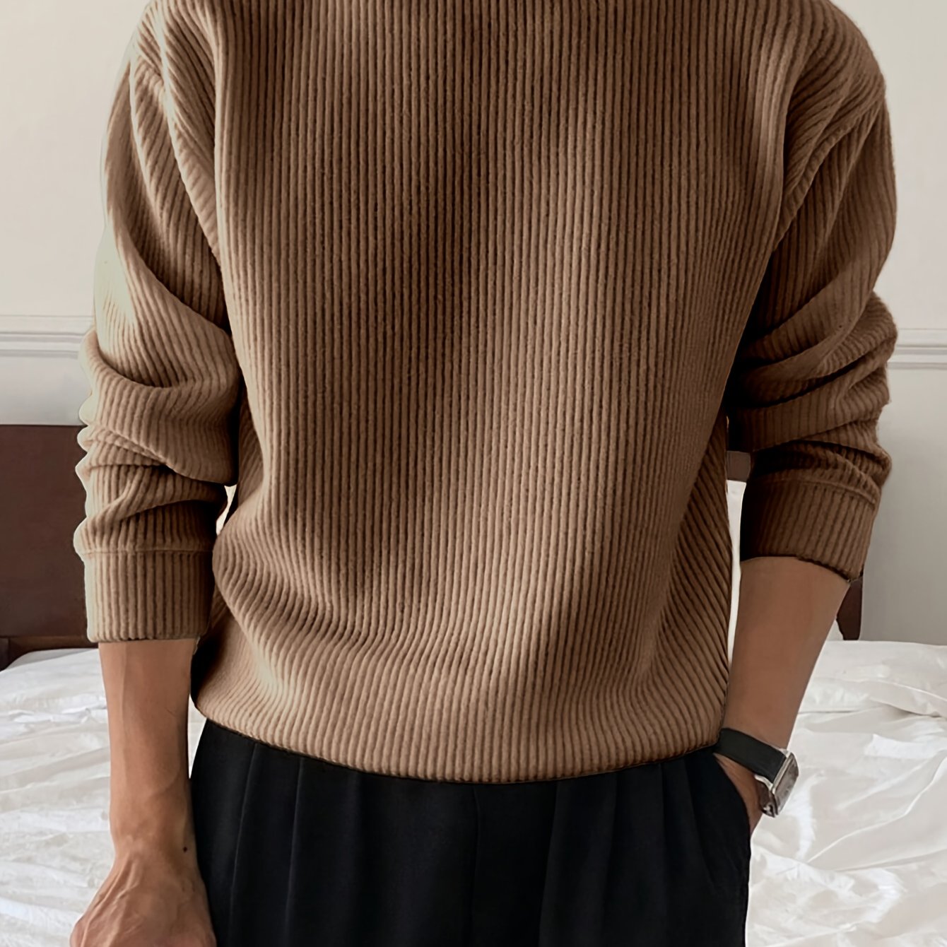 Herren Lockerer Strickpullover mit Rundhals