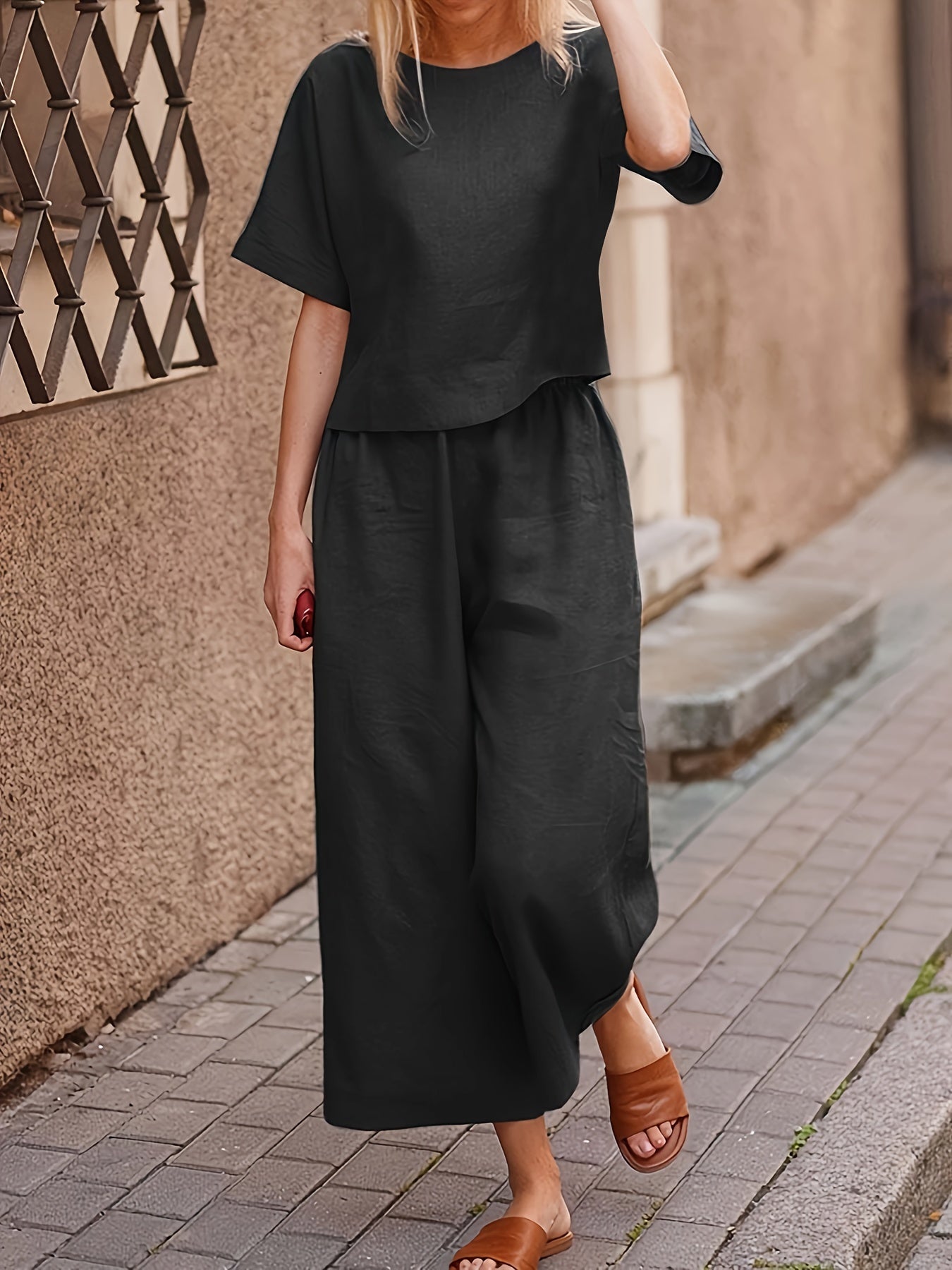 Damen Hosenanzug – Elegant & Weite Hose Lässig