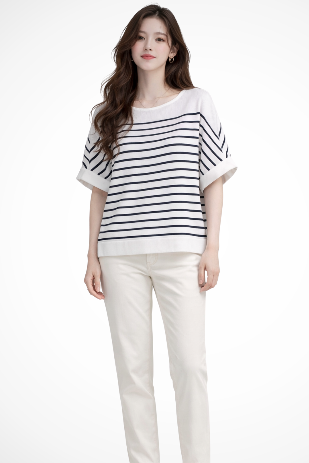 Tilda | Damen Oversize Shirt – Gestreift & Rundhals Modern