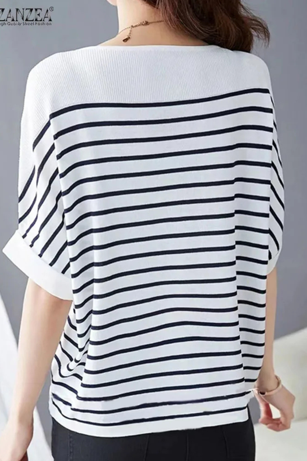 Tilda | Damen Oversize Shirt – Gestreift & Rundhals Modern