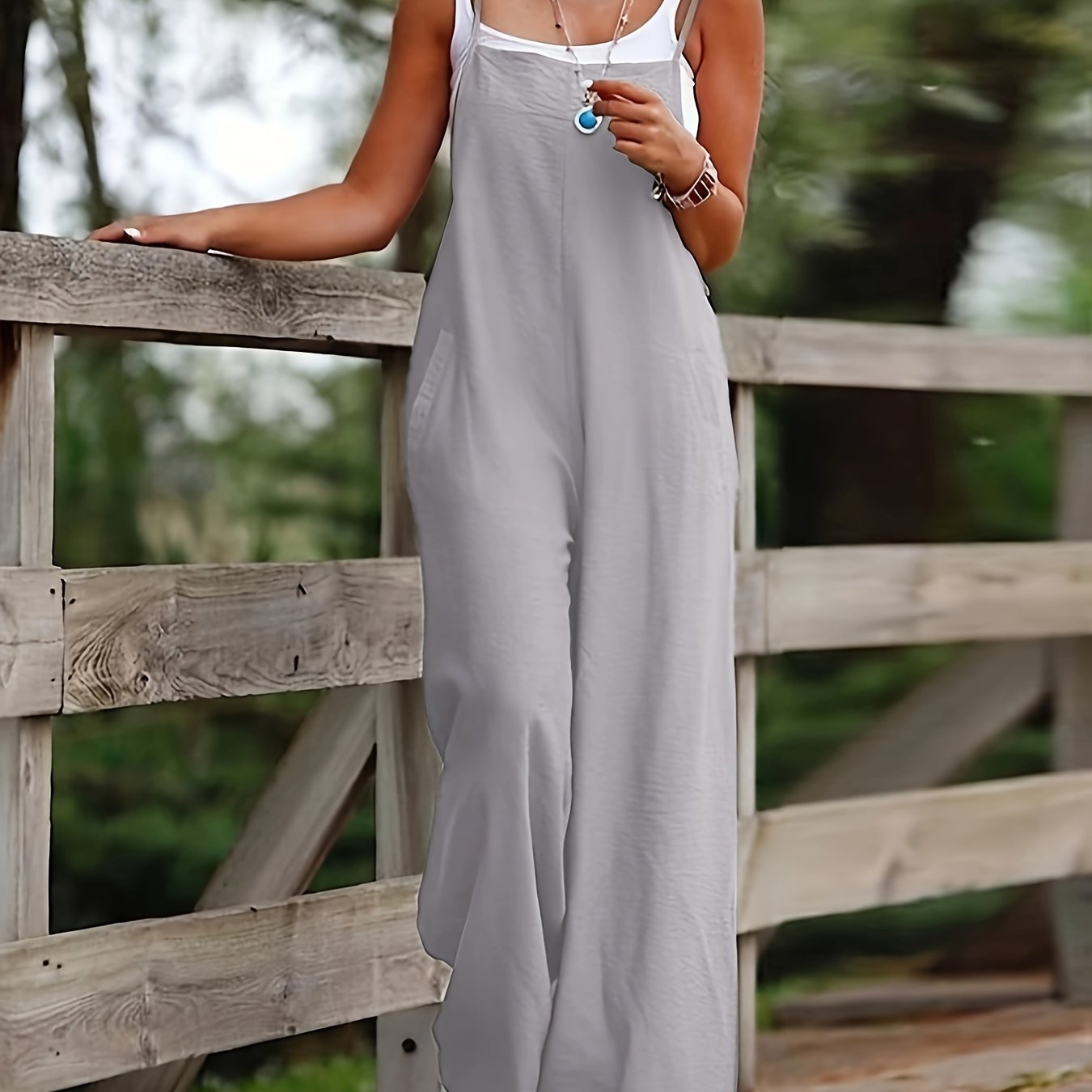 Damen Einfarbiger Off-Shoulder Jumpsuit
