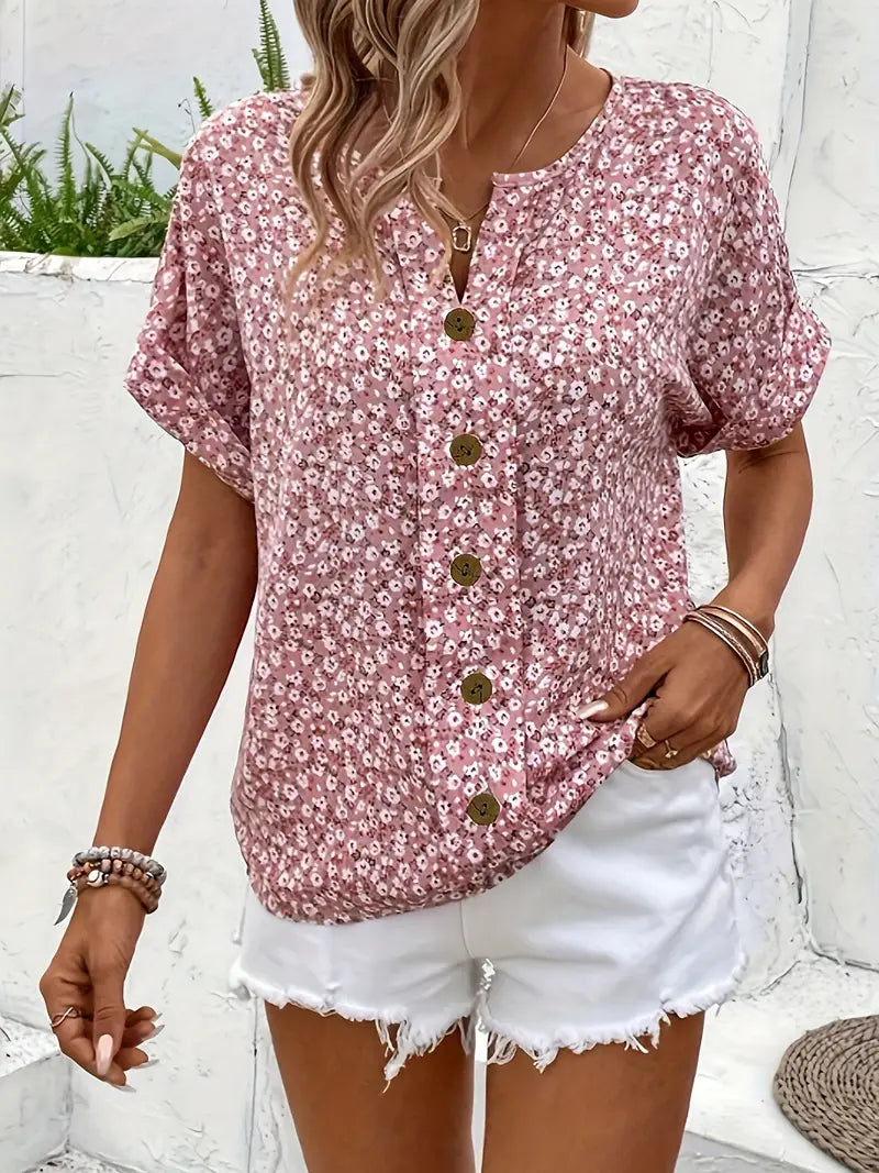 Cosima Damen Bluse – Floral Knopfleiste Elegant