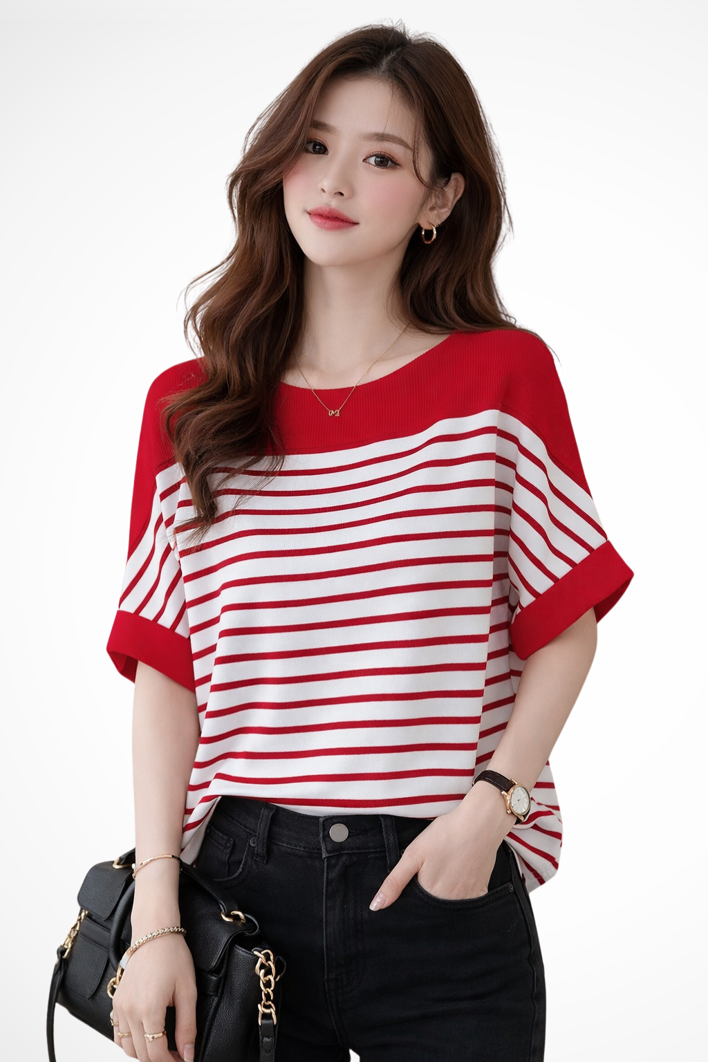 Tilda | Damen Oversize Shirt – Gestreift & Rundhals Modern