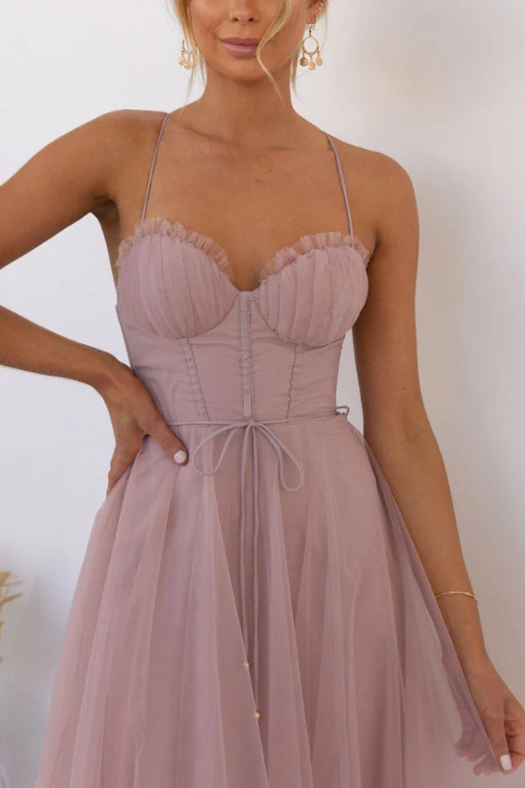 Florence Damen Midikleid – Korsett Tüll & Gestuft Elegant