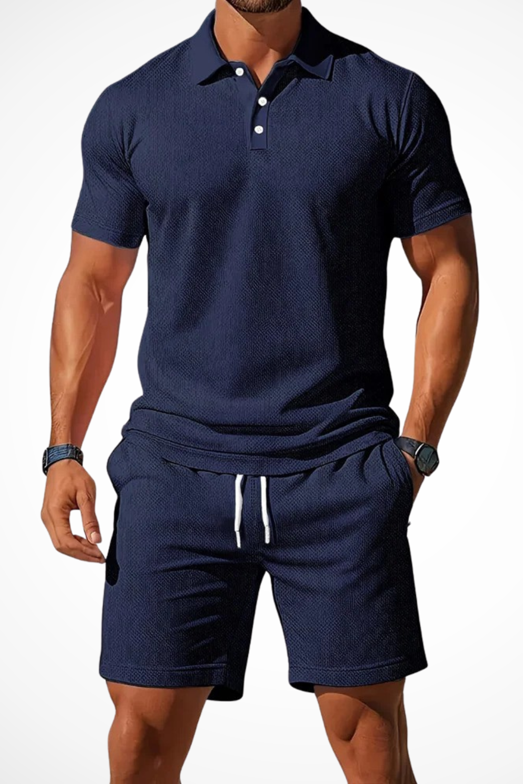 Lex | Herren Sommer Set – Poloshirt & Shorts Strukturiert