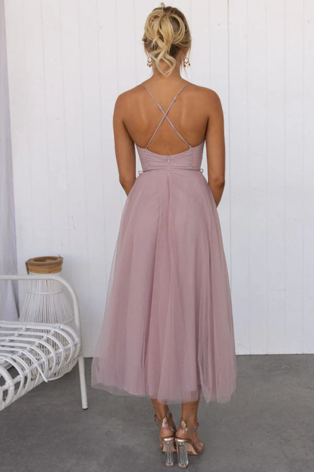 Florence Damen Midikleid – Korsett Tüll & Gestuft Elegant