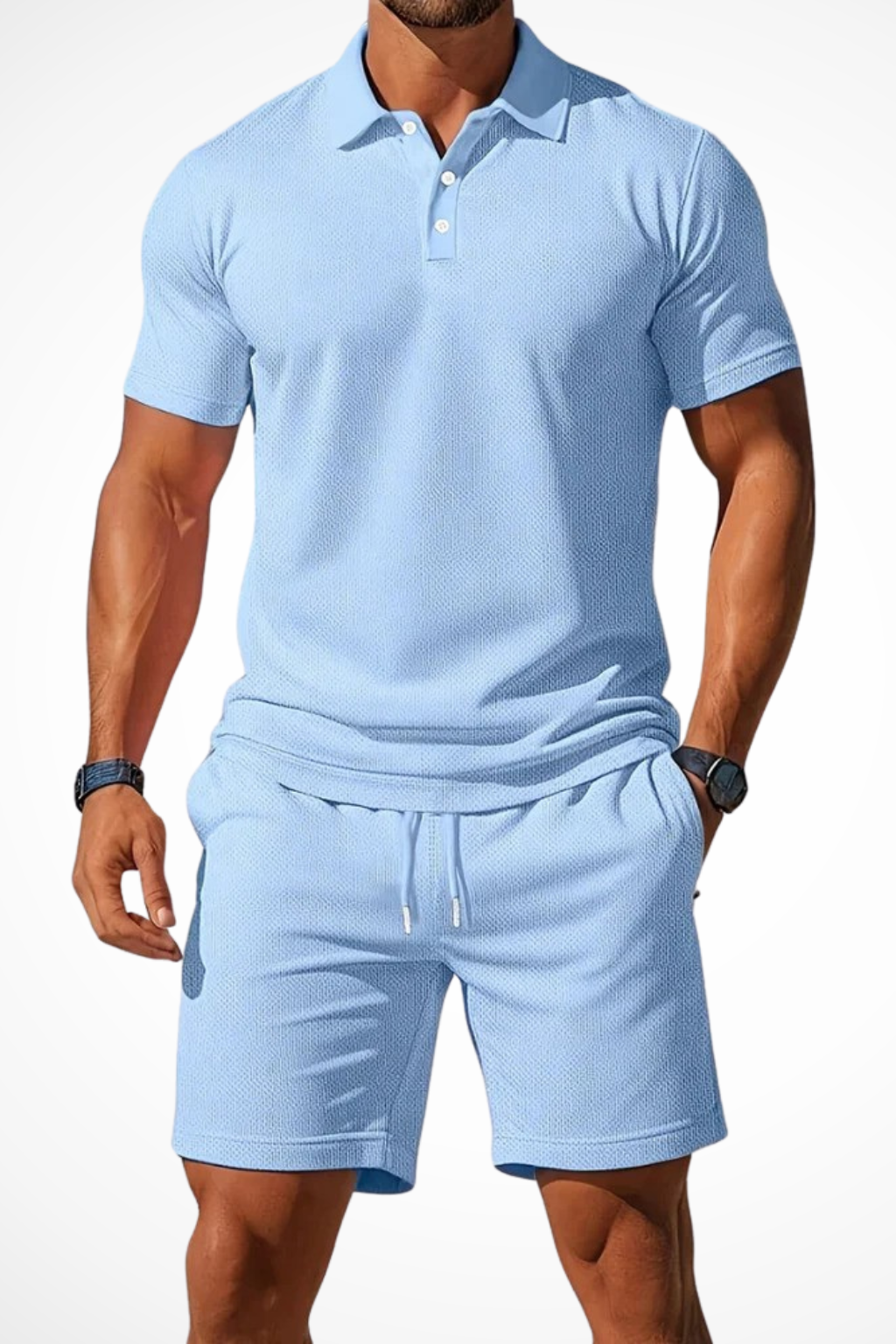 Lex | Herren Sommer Set – Poloshirt & Shorts Strukturiert