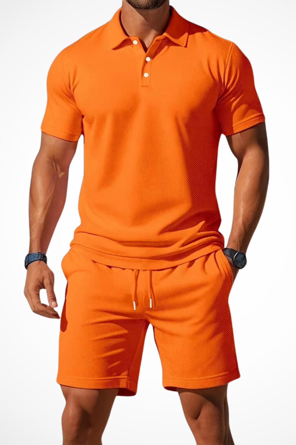 Lex | Herren Sommer Set – Poloshirt & Shorts Strukturiert