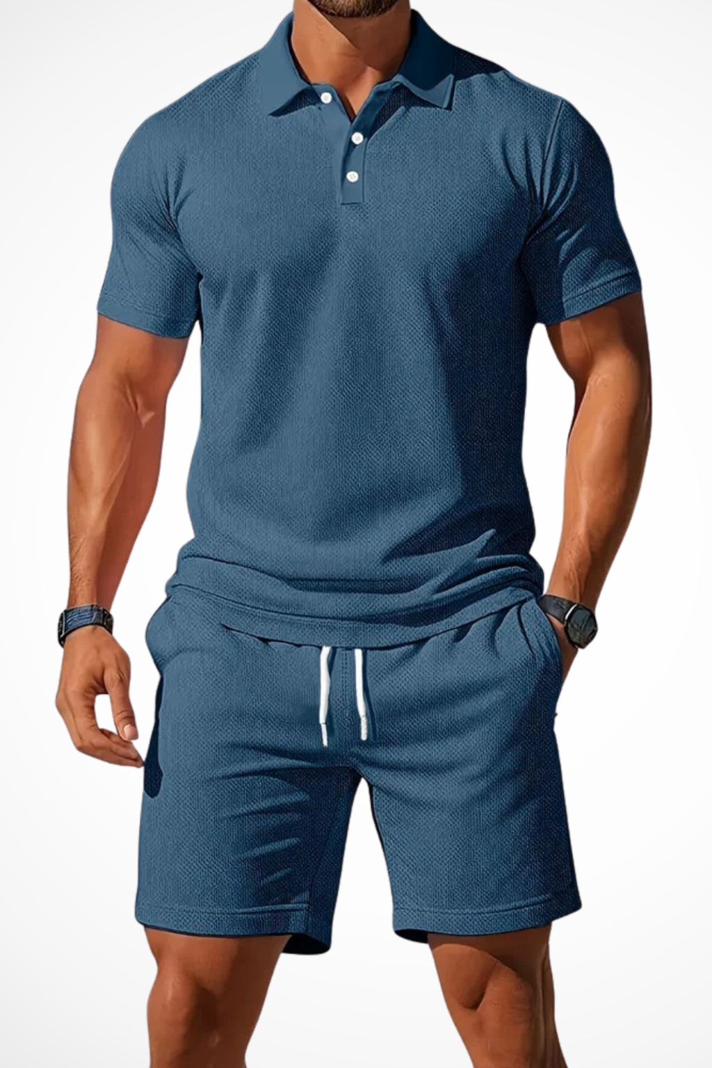 Lex | Herren Sommer Set – Poloshirt & Shorts Strukturiert