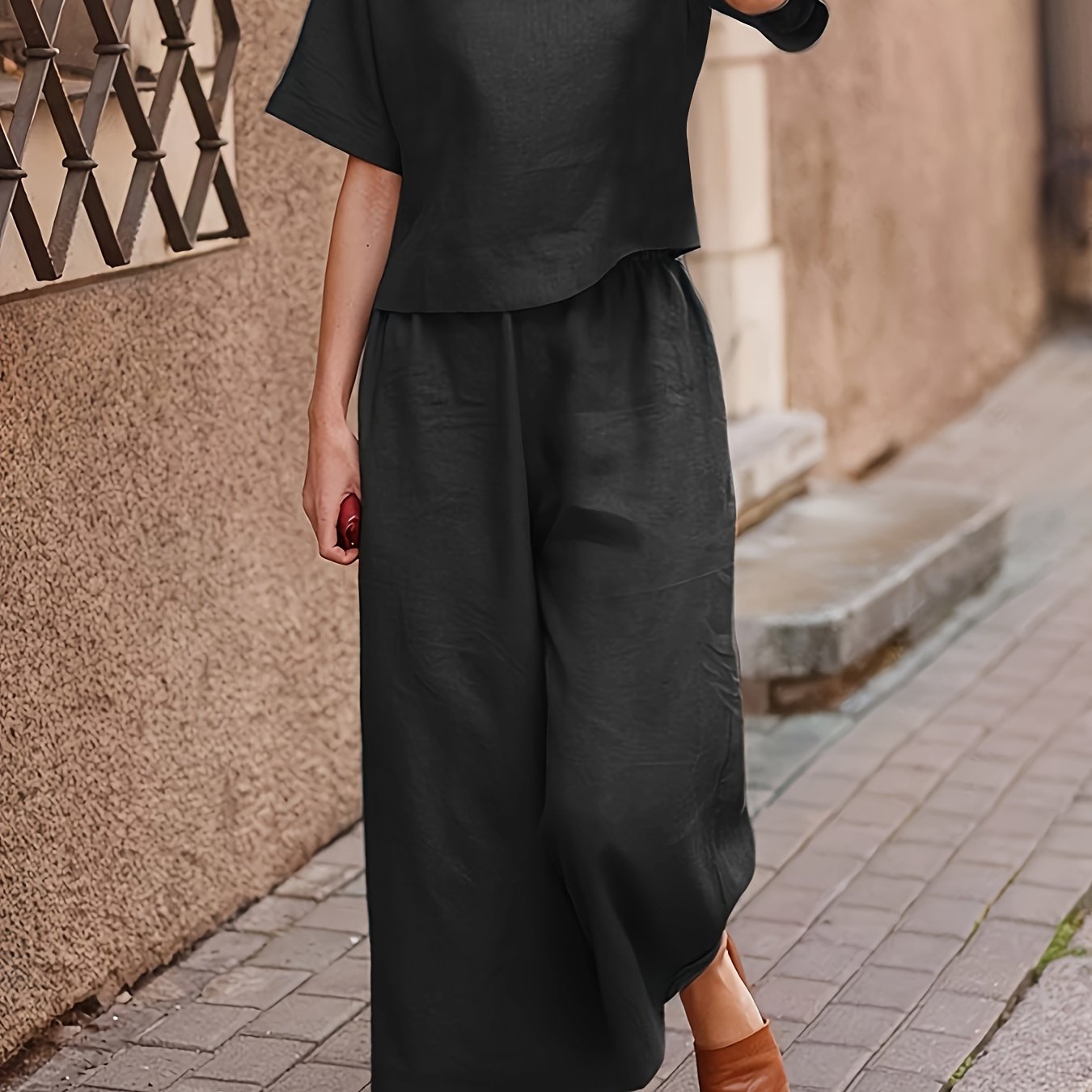 Damen Hosenanzug – Elegant & Weite Hose Lässig