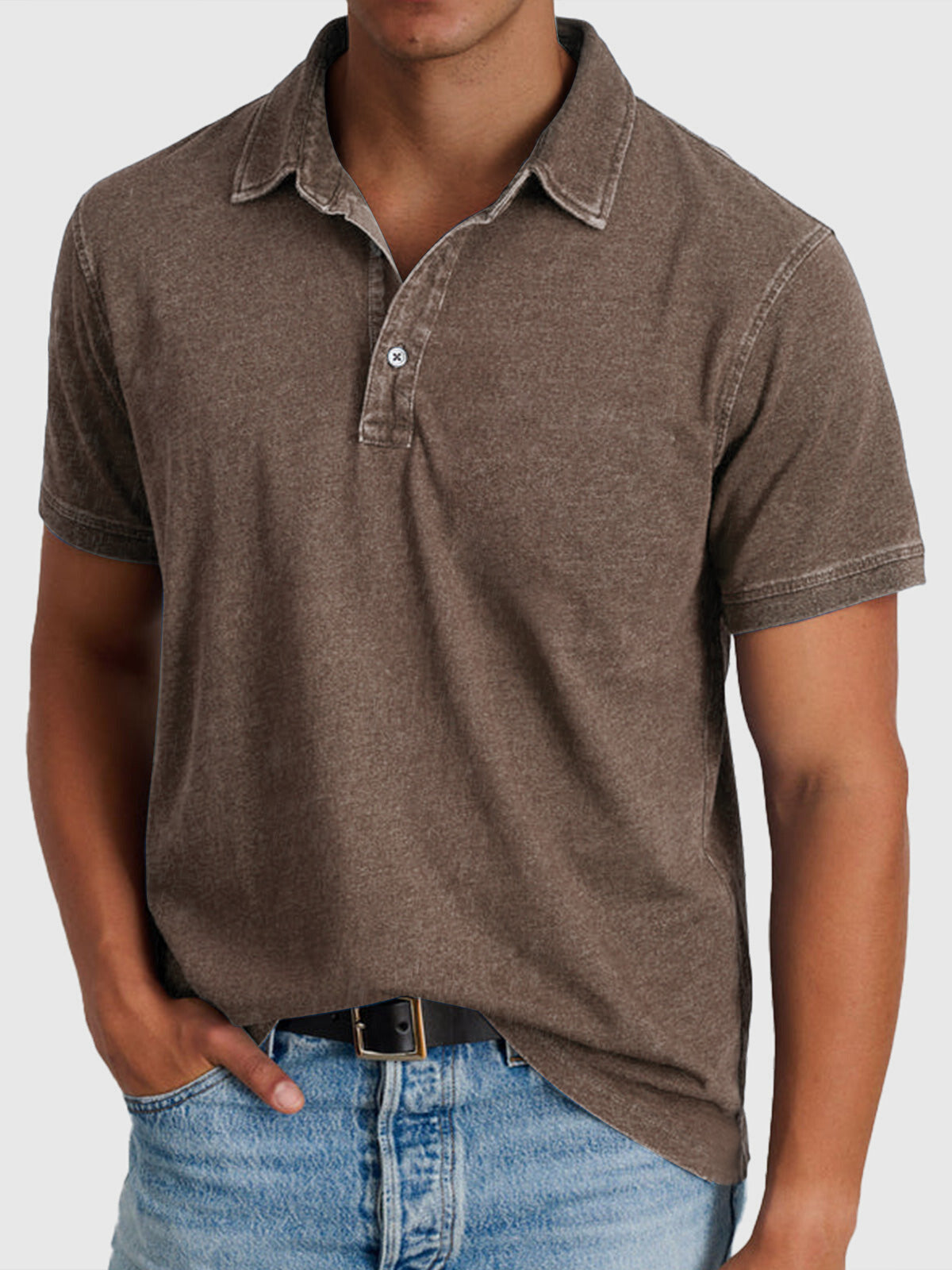 Martin Herren Polo – Baumwoll-Denim Kurzarm Lässig