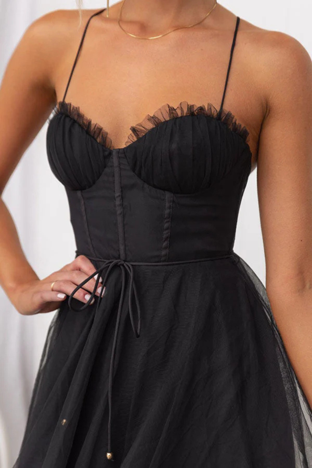 Florence Damen Midikleid – Korsett Tüll & Gestuft Elegant