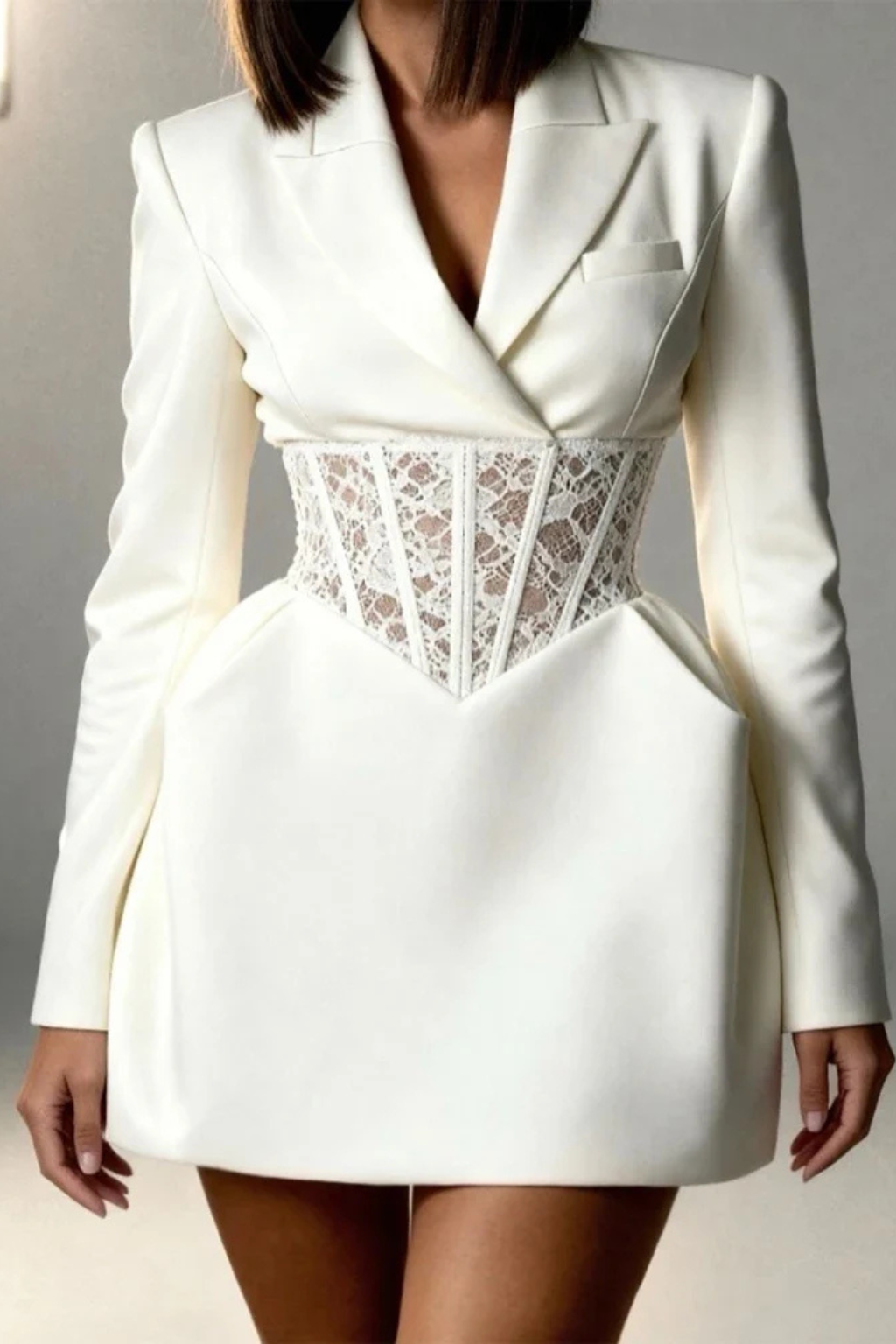 Clover | Damen Blazerkleid – Spitze & Korsett Taille Elegant