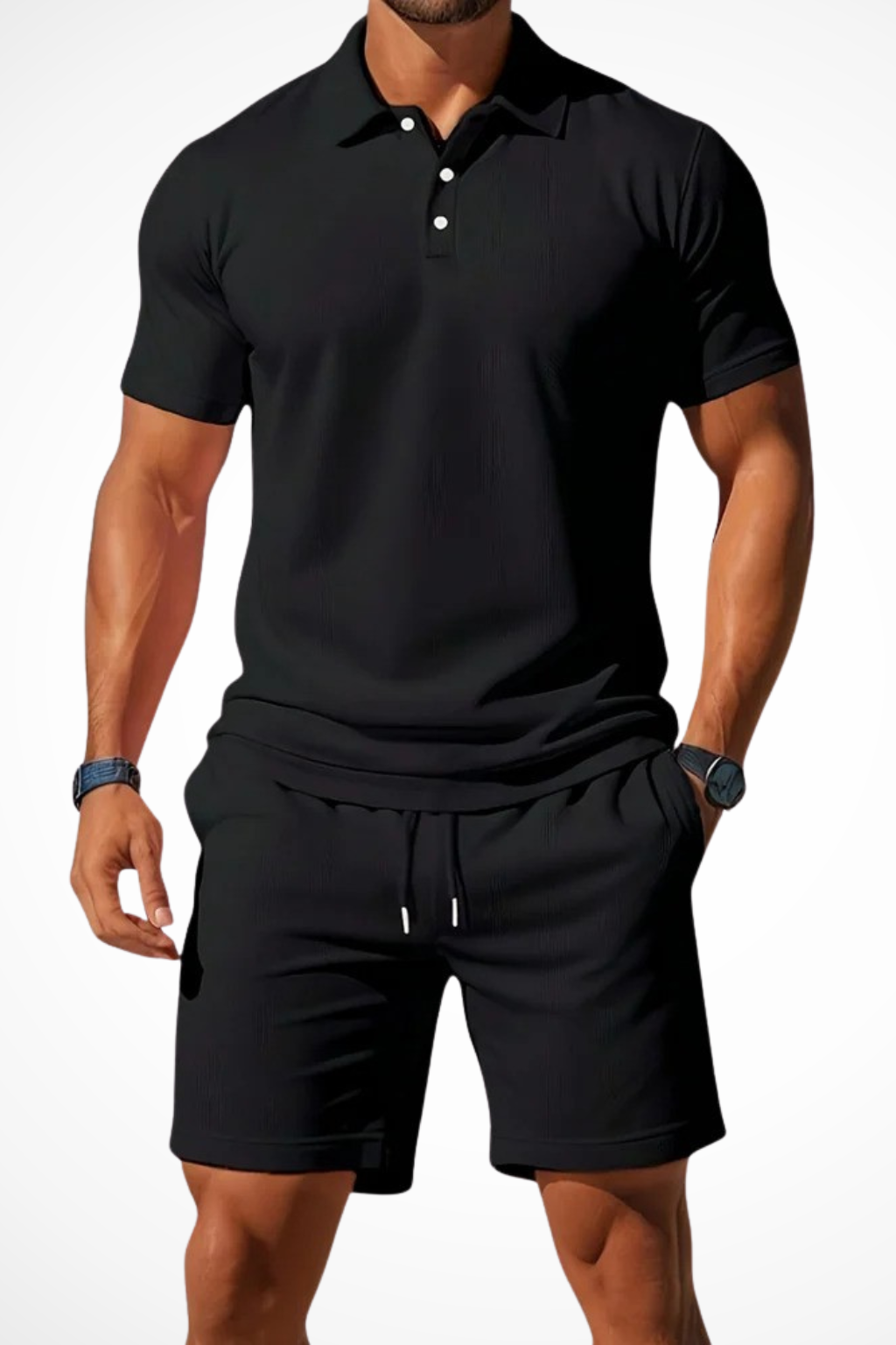 Lex | Herren Sommer Set – Poloshirt & Shorts Strukturiert