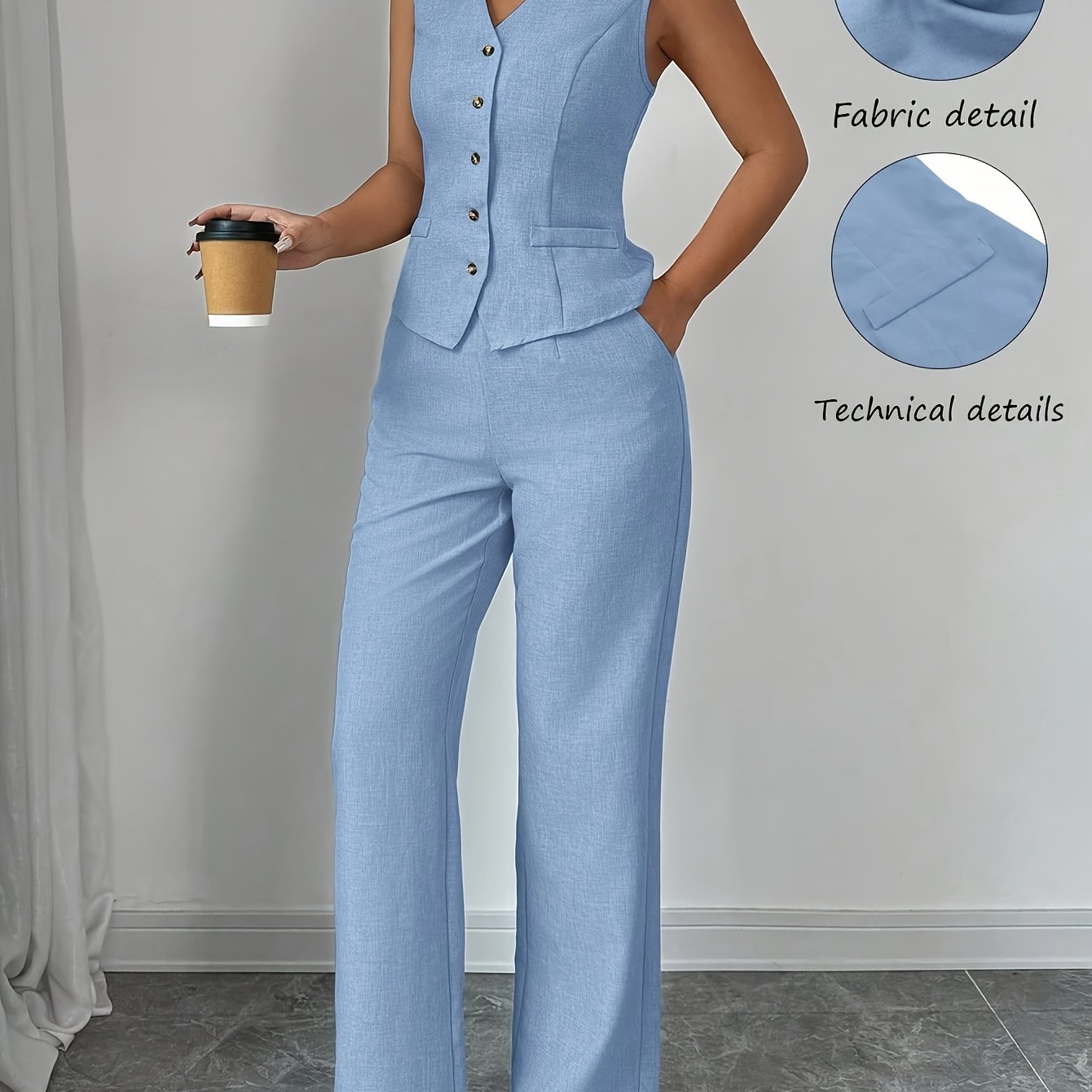 Damen Business Casual Set mit Weste und Gerader Hose