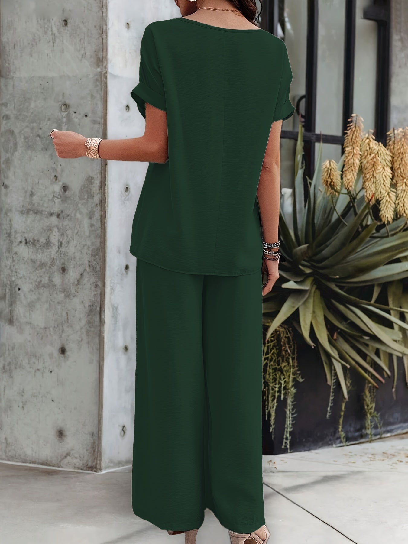 Damen Elegantes Set mit Kurzarmtop und Hose