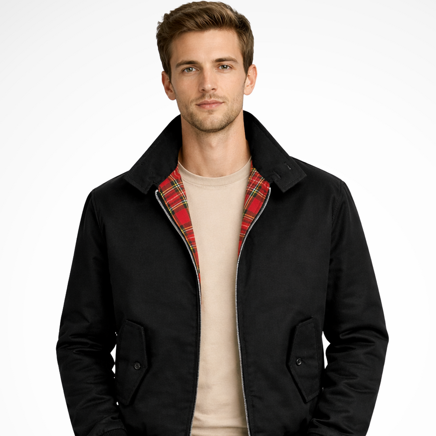 Baxter | Herren Harrington Jacke – Reißverschluss & Karofutter Klassisch