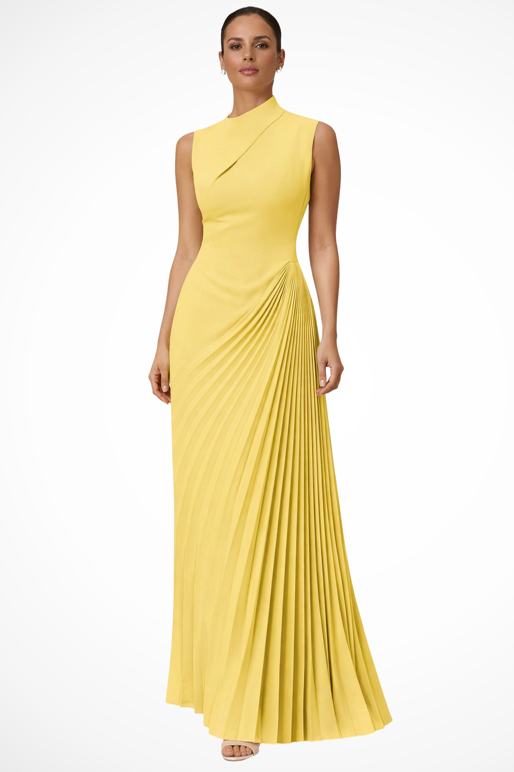 Lolalita Damen Maxikleid – One-Shoulder & Plissiert Elegant