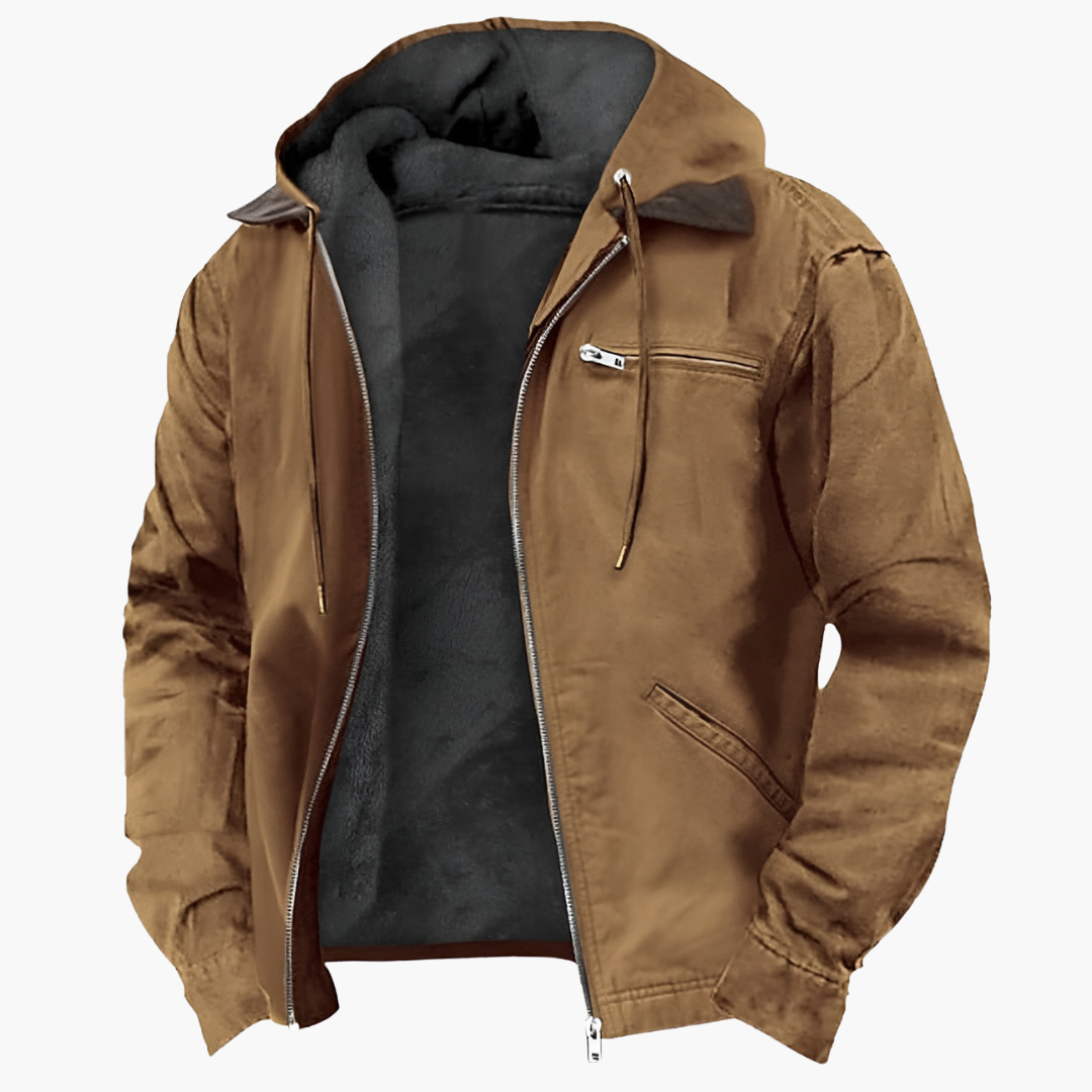 Herrenjacke für Outdoor mit verstellbarer Kapuze und Frontreißverschluss