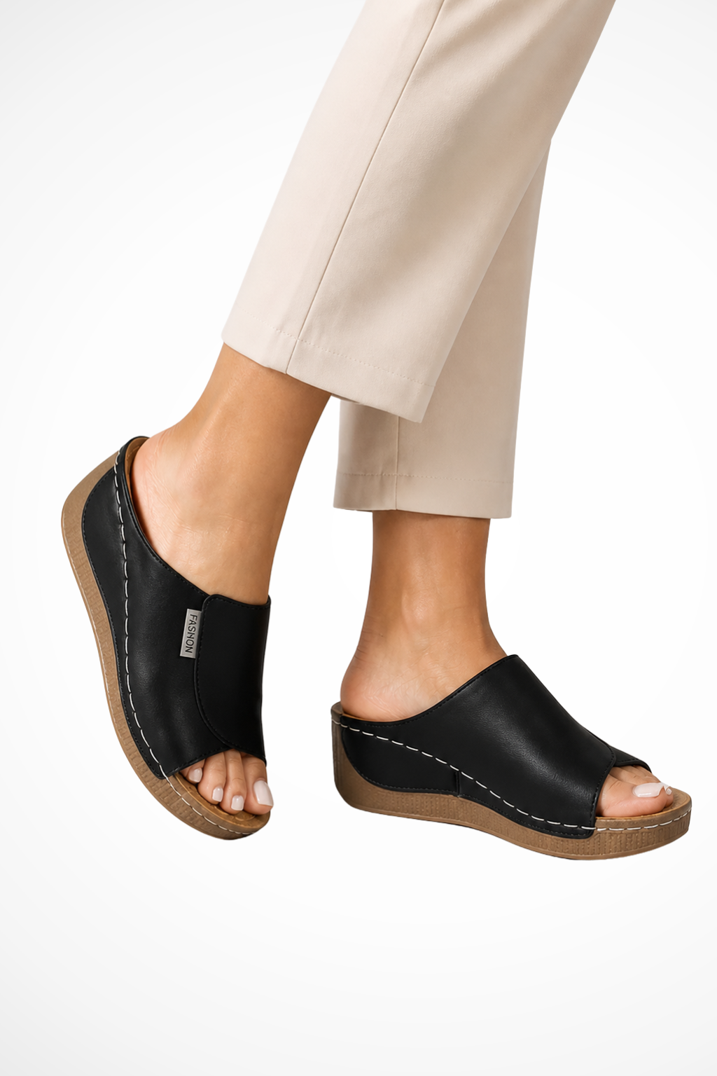 Philippa Damen Keilabsatz Mules – Leder & Offene Zehen