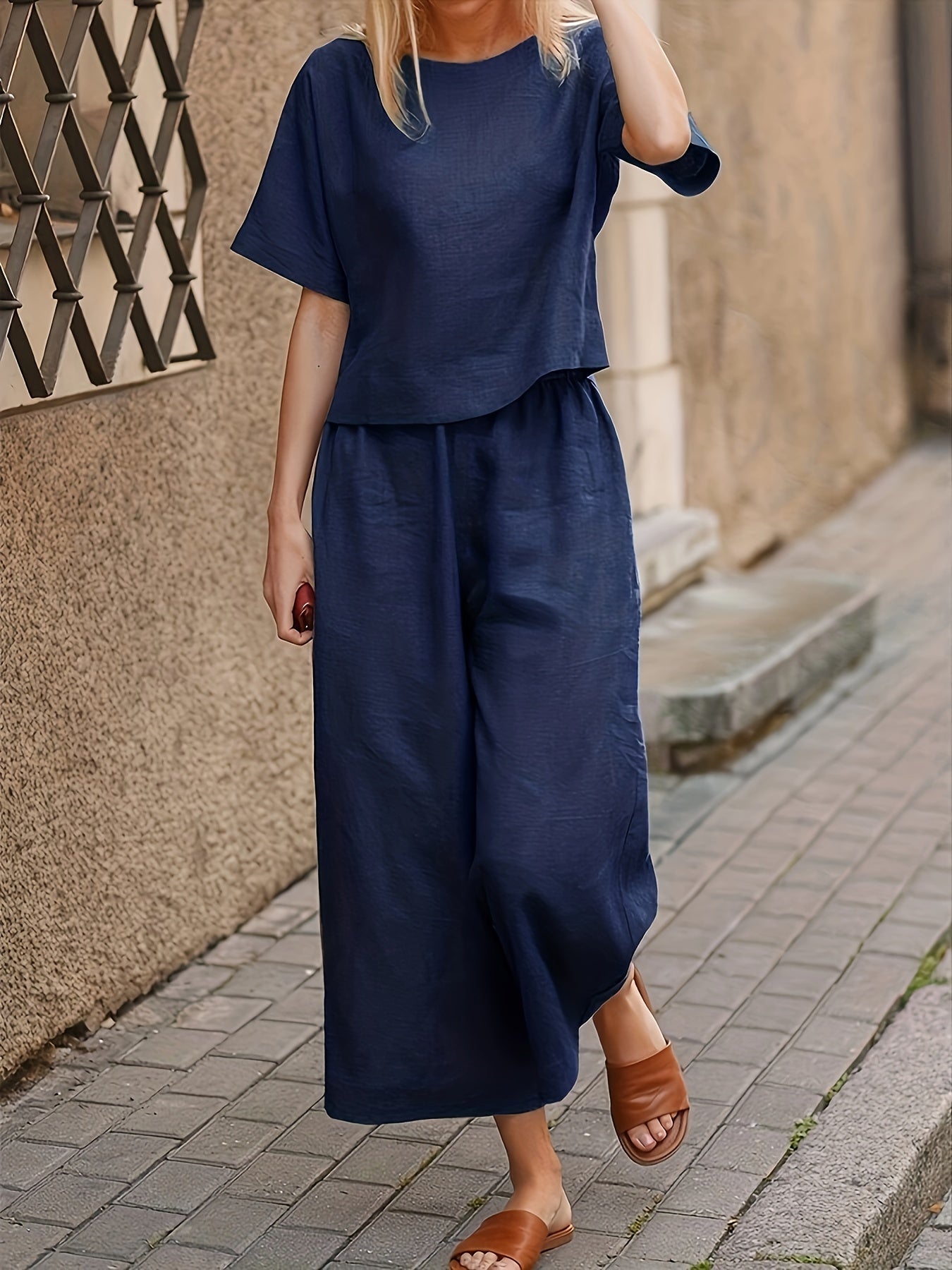 Damen Hosenanzug – Elegant & Weite Hose Lässig