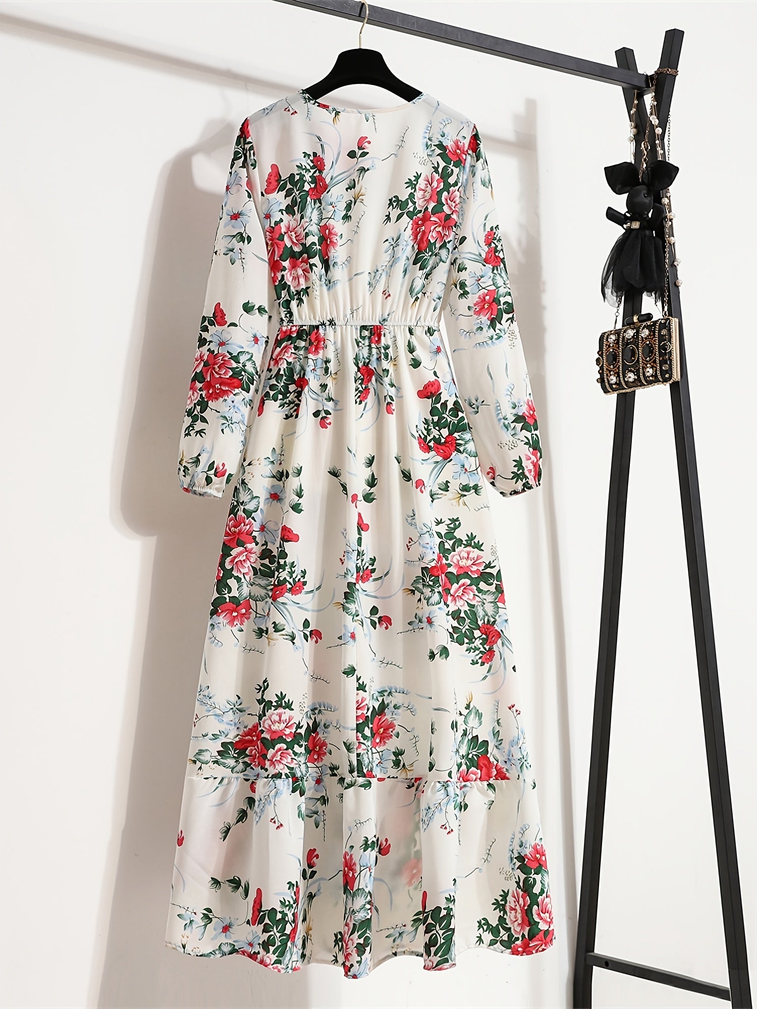 Damen Boho Maxikleid mit Floralprint