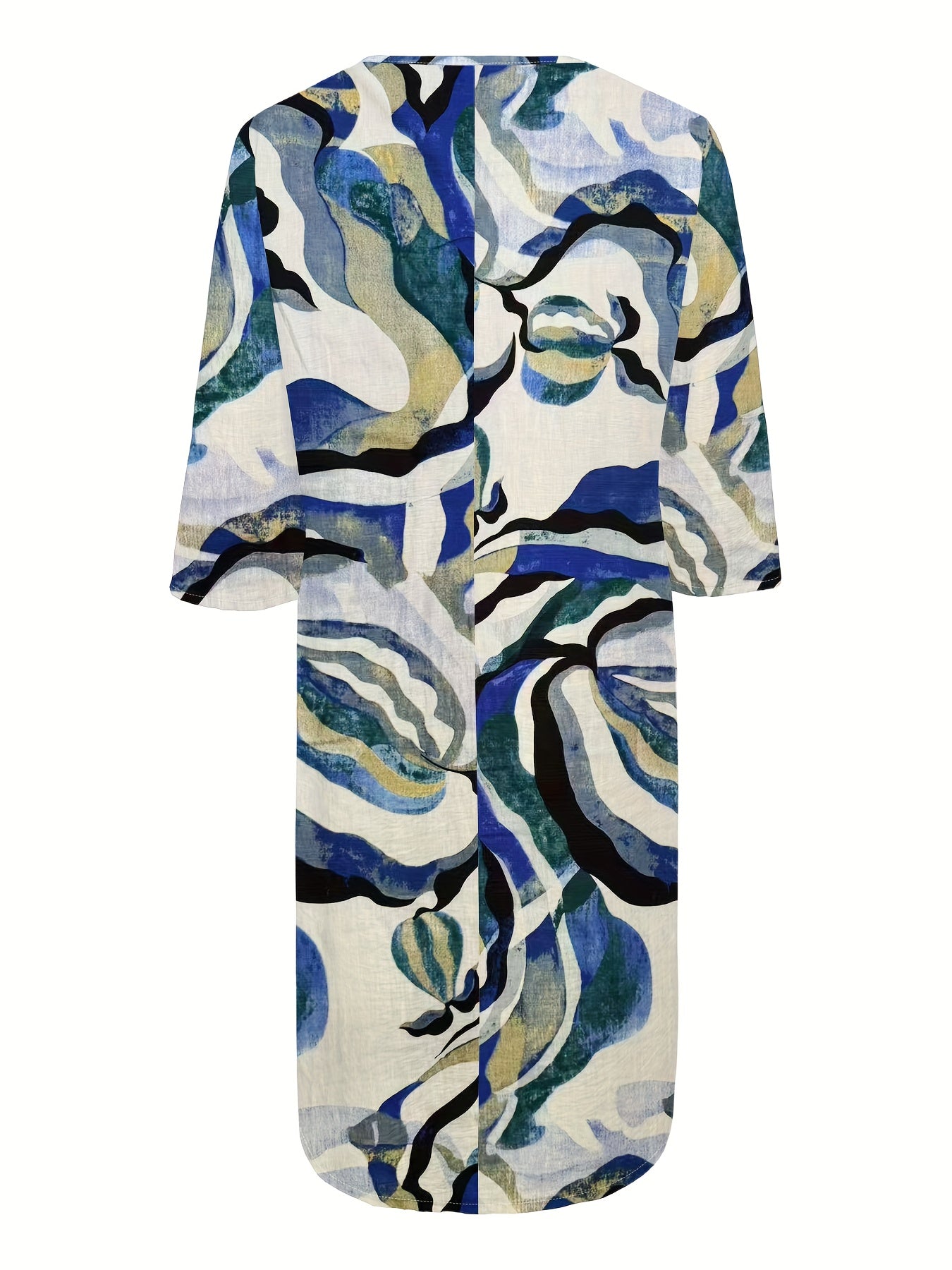 Damen Casual Kleid mit V-Ausschnitt und Blumenprint