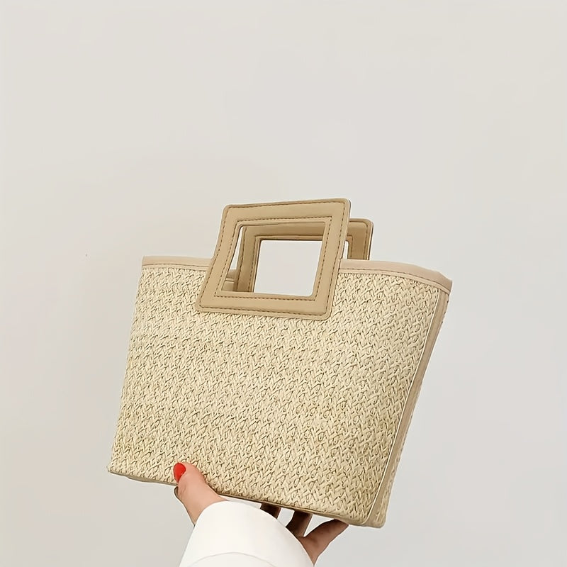 Damen Sommer Handtasche Beige Schwarz