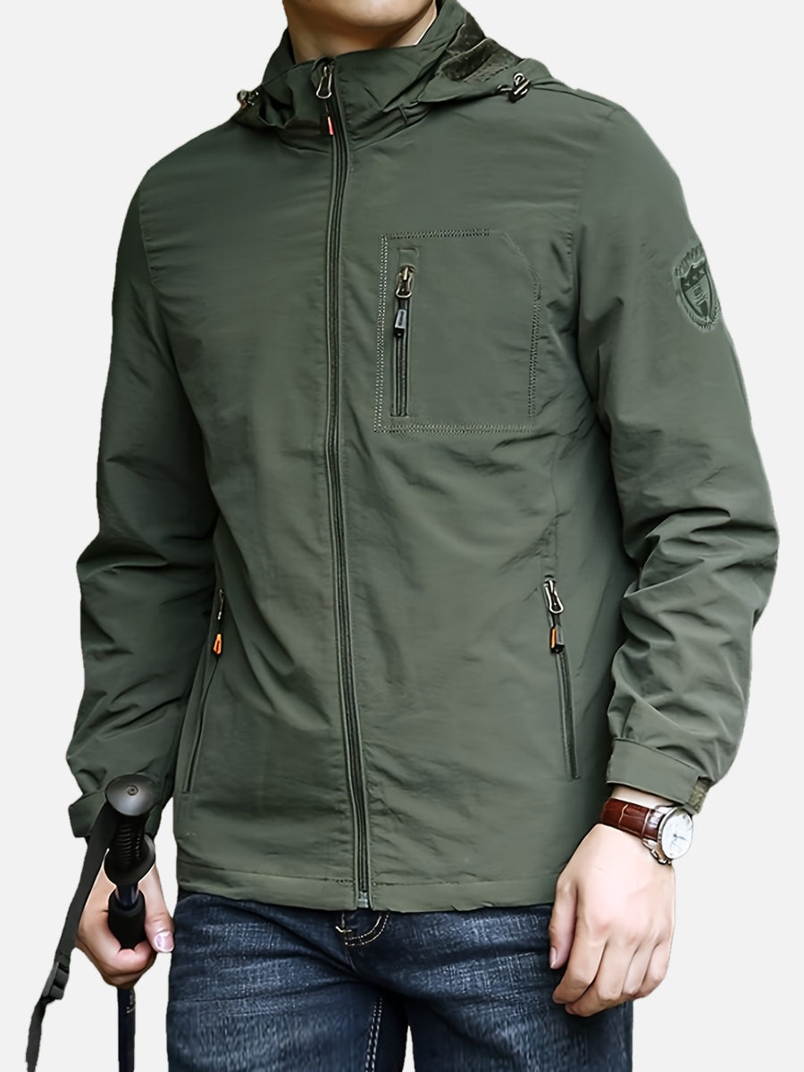 Herren Leichte Packbare Laufjacke mit Kapuze