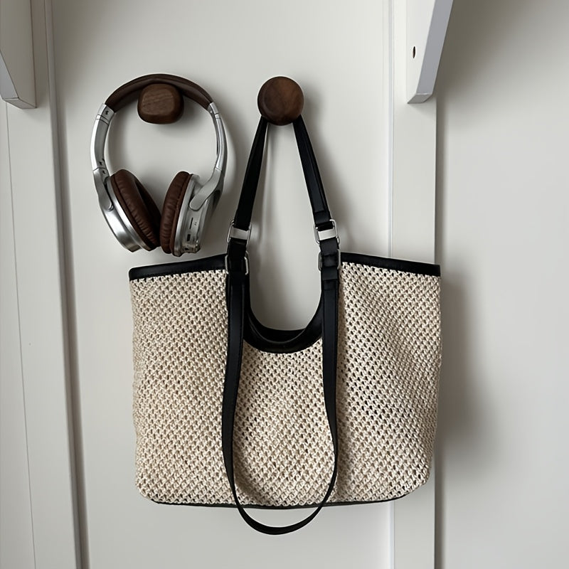 Damen Tote Bag Geflochten im Luxus-Look für Urlaub & Alltag