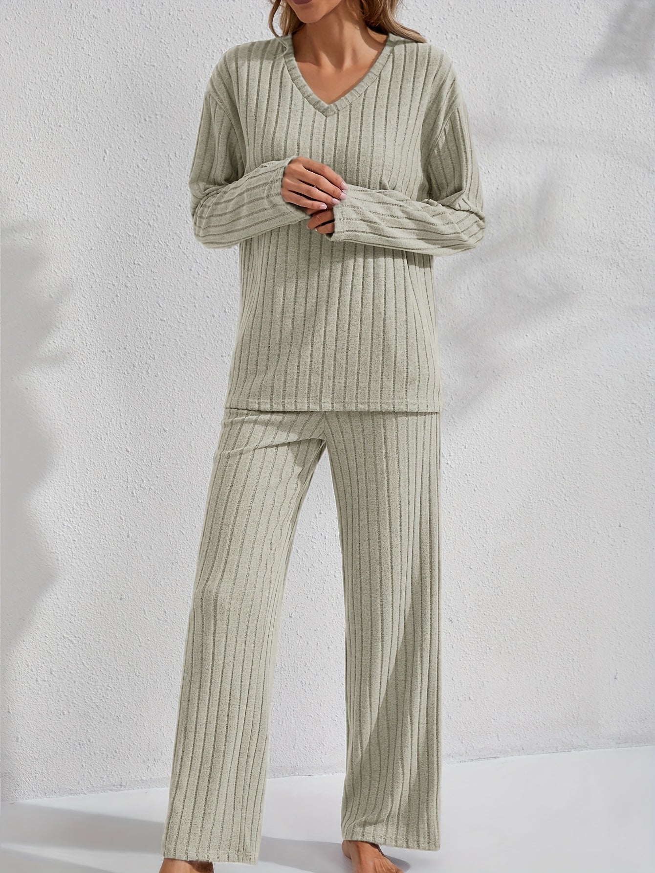 Damen Plus Size Loungewear Set mit Langarmtop und Hose