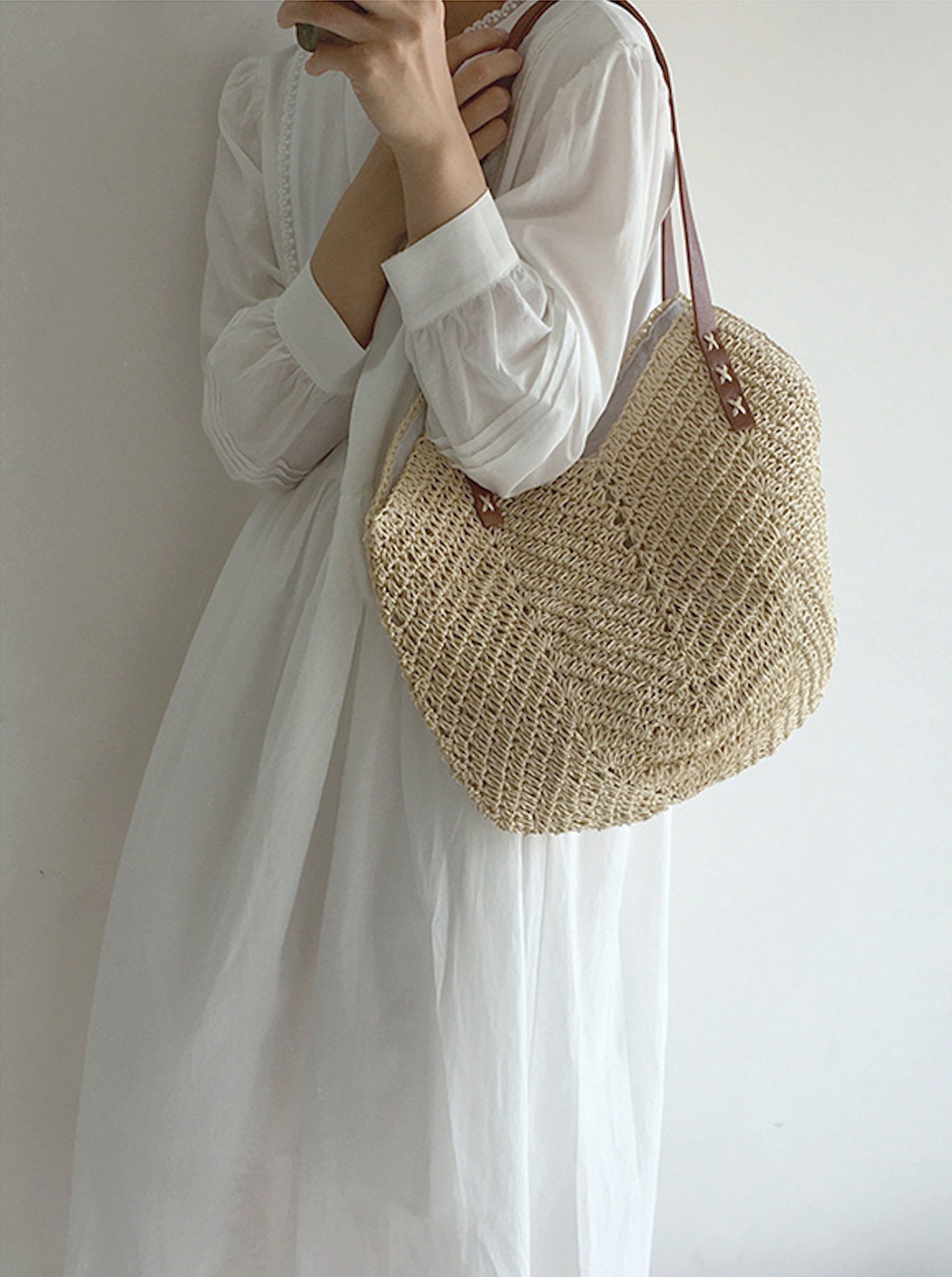 Damen Straw Tote Bag – Gewebte Sommertas für Strand & Urlaub