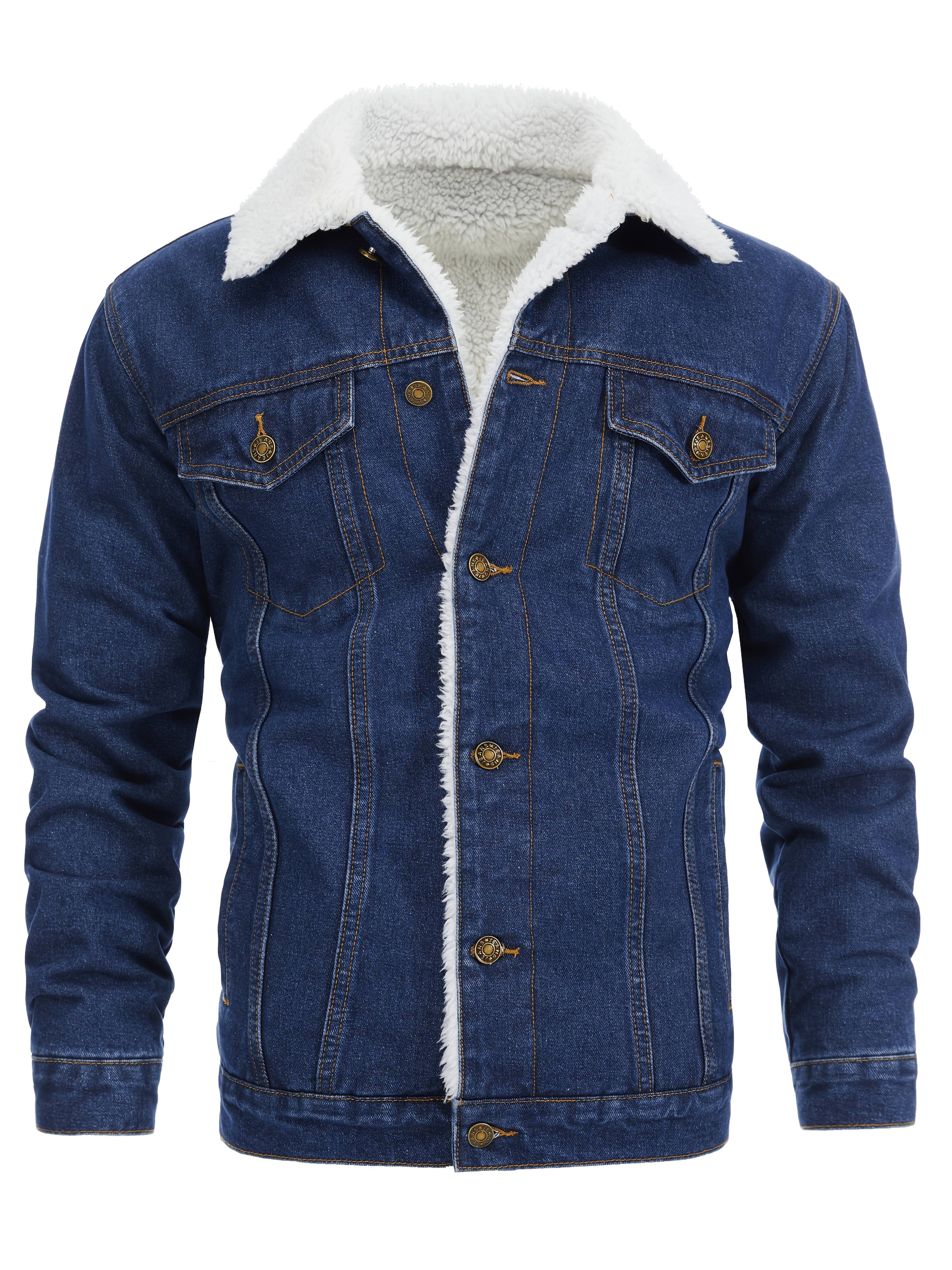 Herren Slim Fit Jeansjacke mit Vintage-Reverskragen