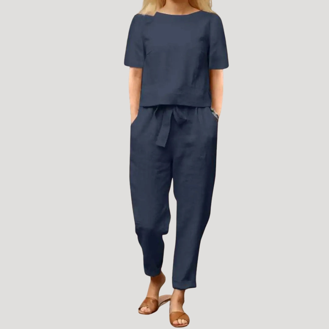 Damen Leinen Set – Top & Hose Sommer