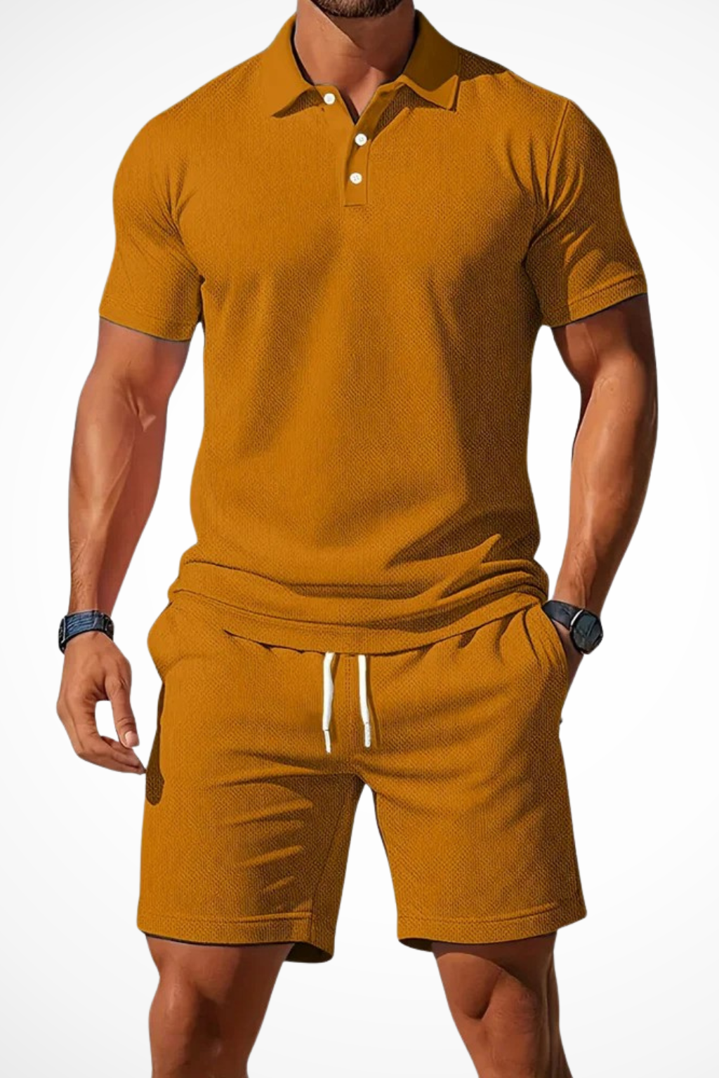 Lex | Herren Sommer Set – Poloshirt & Shorts Strukturiert