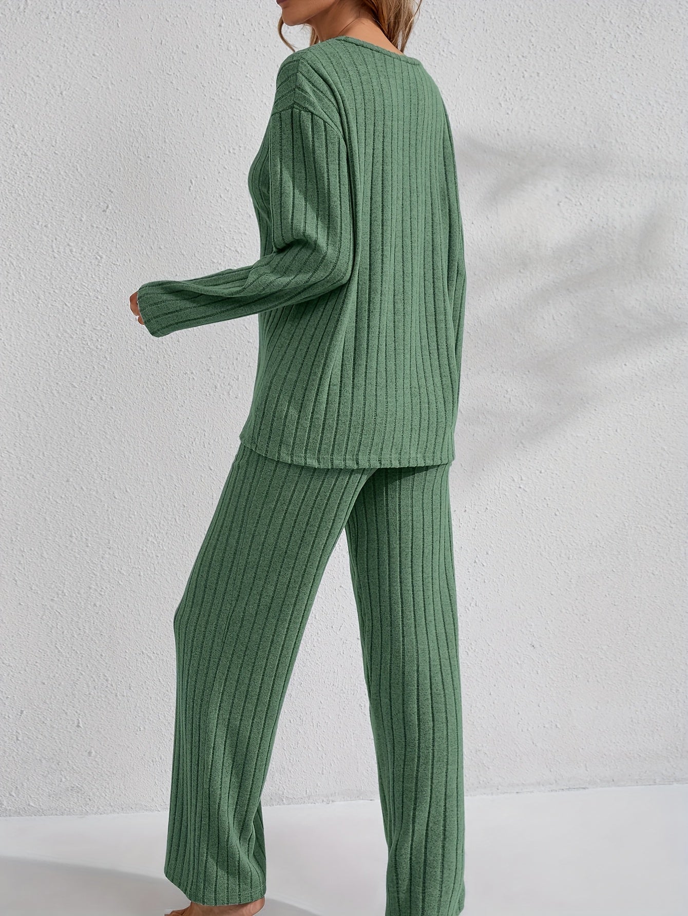 Damen Plus Size Loungewear Set mit Langarmtop und Hose
