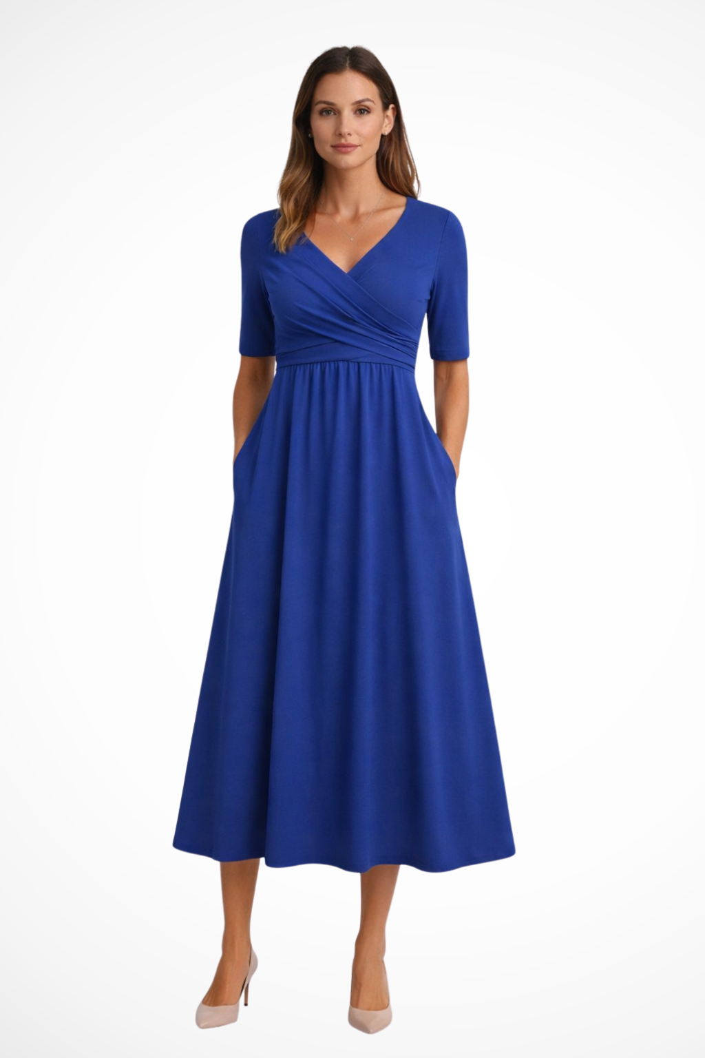 Aveline | Damen Midi Kleid – Wickeloptik & Elegant